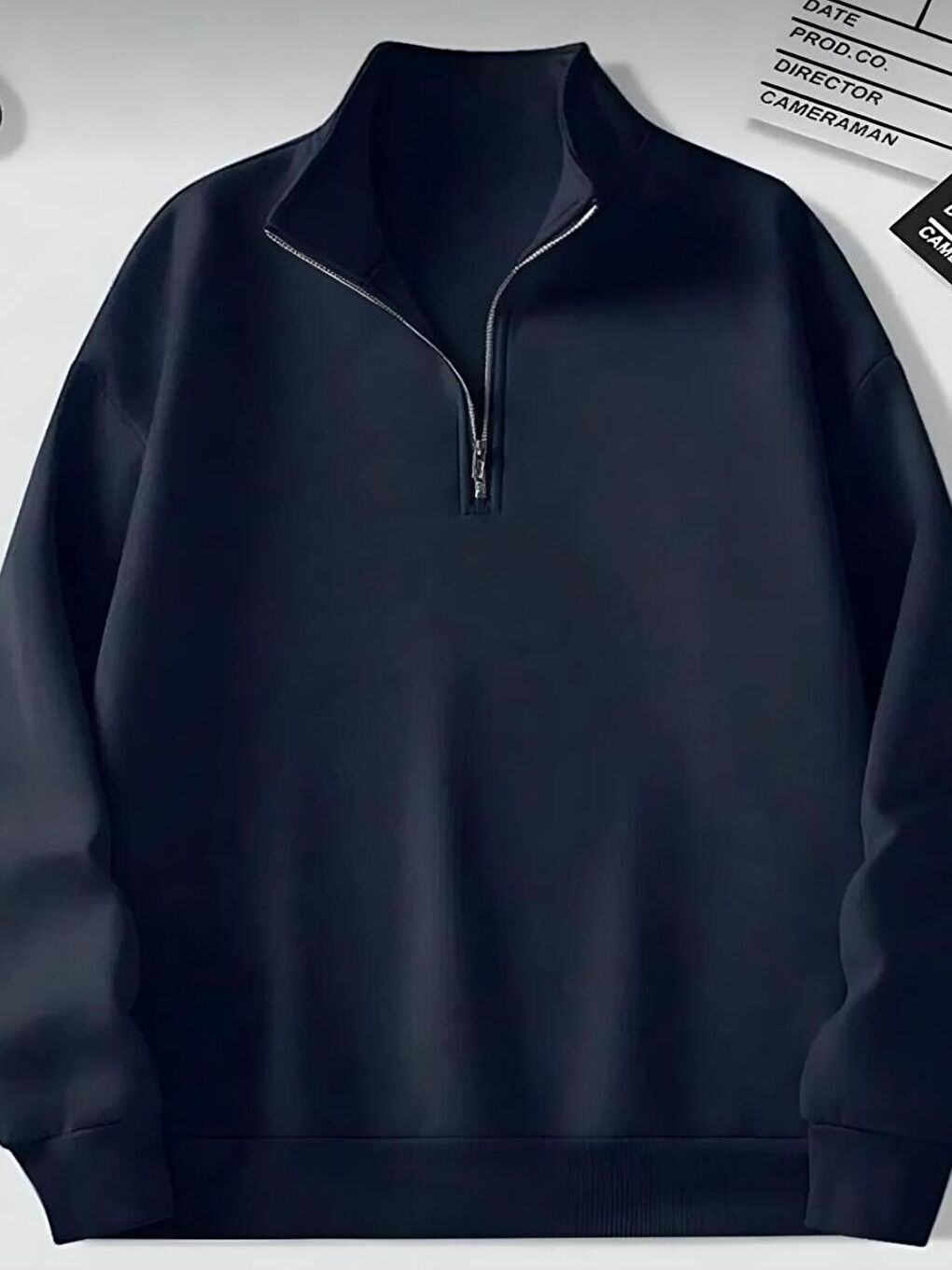 2Li Set Siyah Lacivert Yarım Fermuarlı Sweatshirt-1