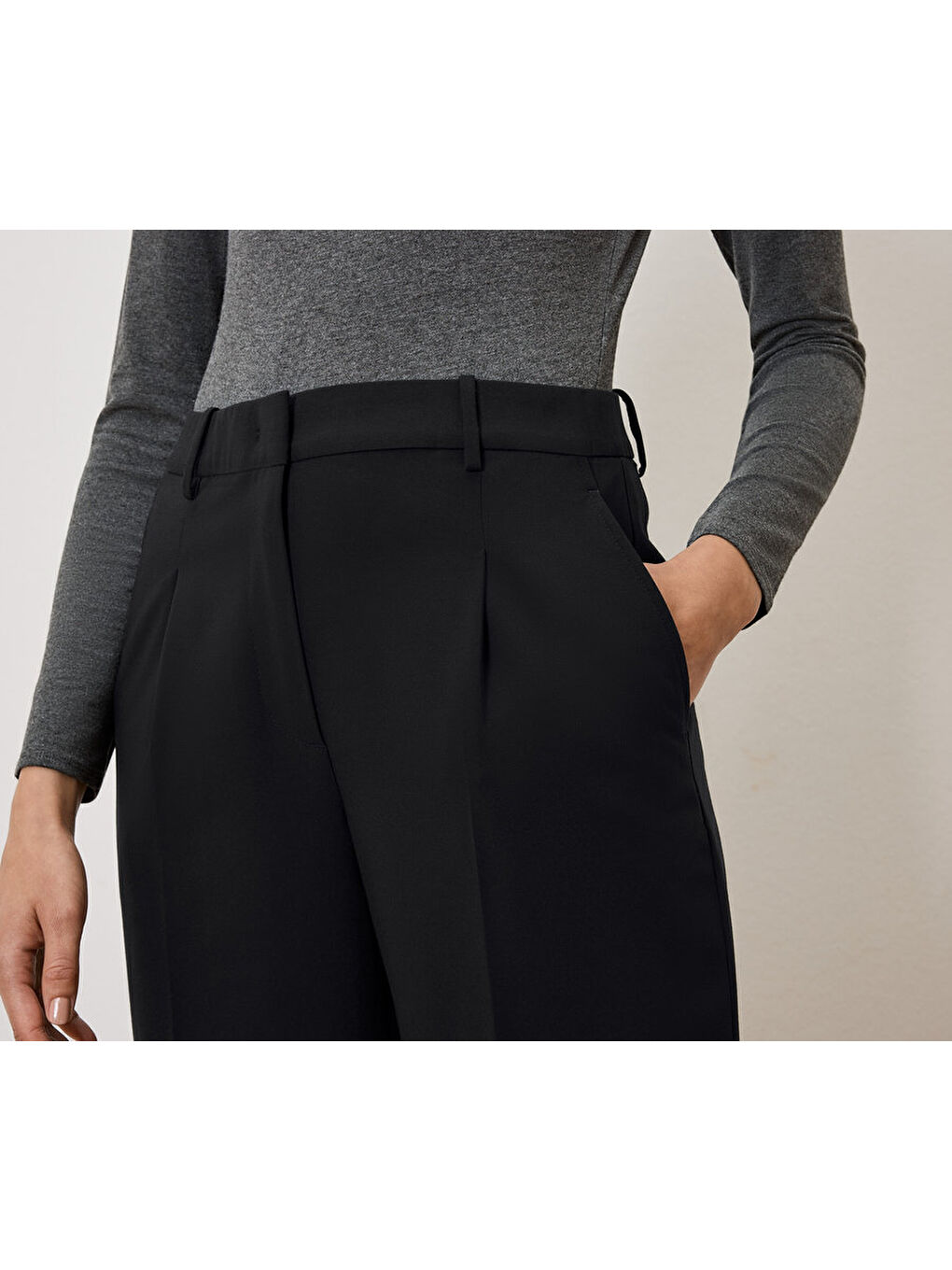 Kadın Palazzo Pantolon, Sweat, Siyah-2