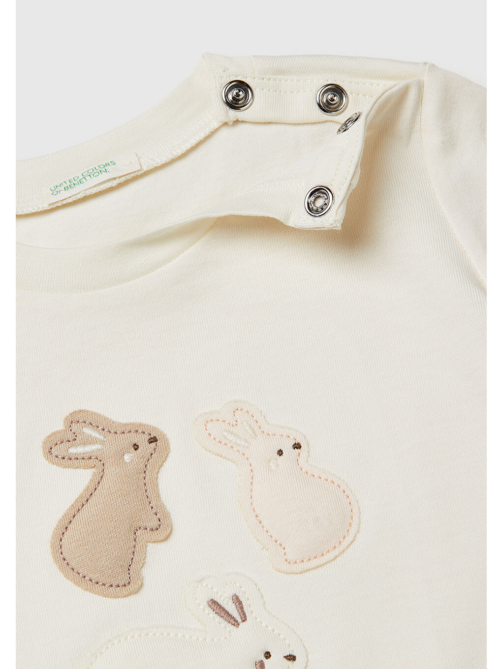 Karışık Bebek Omzu Gizli Çıtçıtlı Baskılı Nakışlı Bisiklet Yaka T-Shirt-2