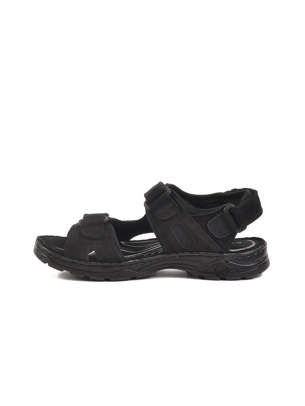 Siyah Nubuk Erkek Çocuk Cırtlı Spor Sandalet 1305 G-1