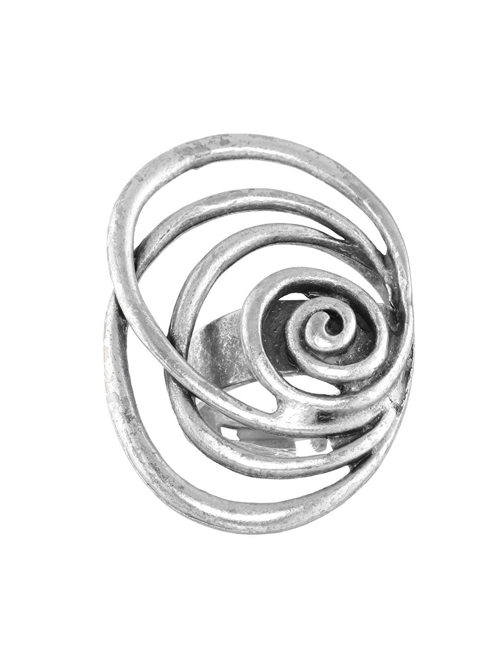 Gri Kadın Antik Gümüş Kaplama Ayarlanabilir Gül Formlu Yüzük-1