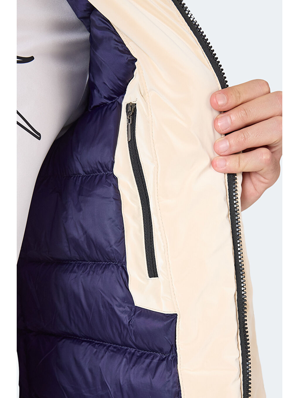 GRIM Erkek Çıkarılabilir Kapüşonlu Bej Mont & Kaban-4