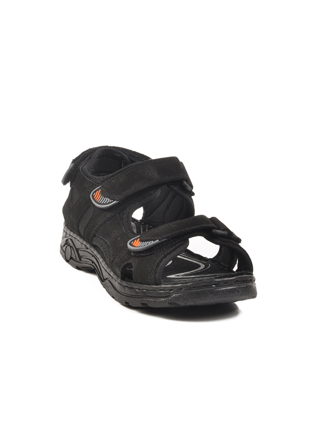 Siyah Nubuk Erkek Çocuk Cırtlı Spor Sandalet 1305 G-2