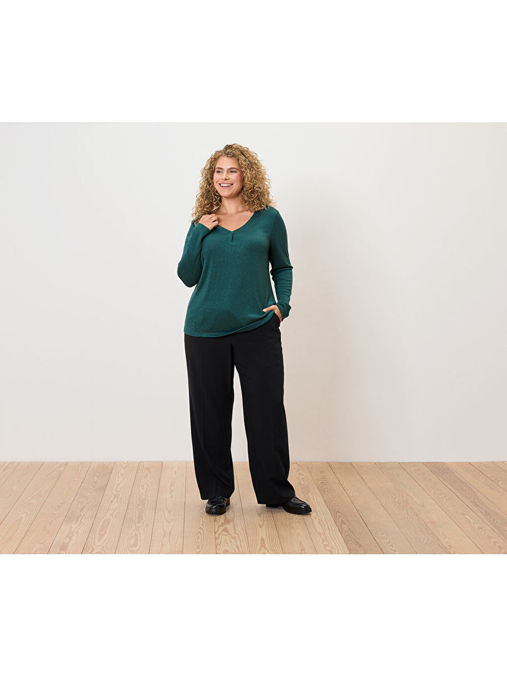 Kadın Palazzo Pantolon, Sweat, Siyah-4