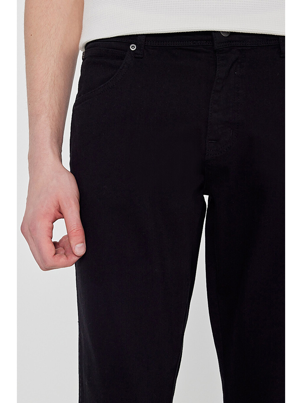 Texas Slim Fit Dar Kesim Normal Bel Siyah Esnek Pantolon-4