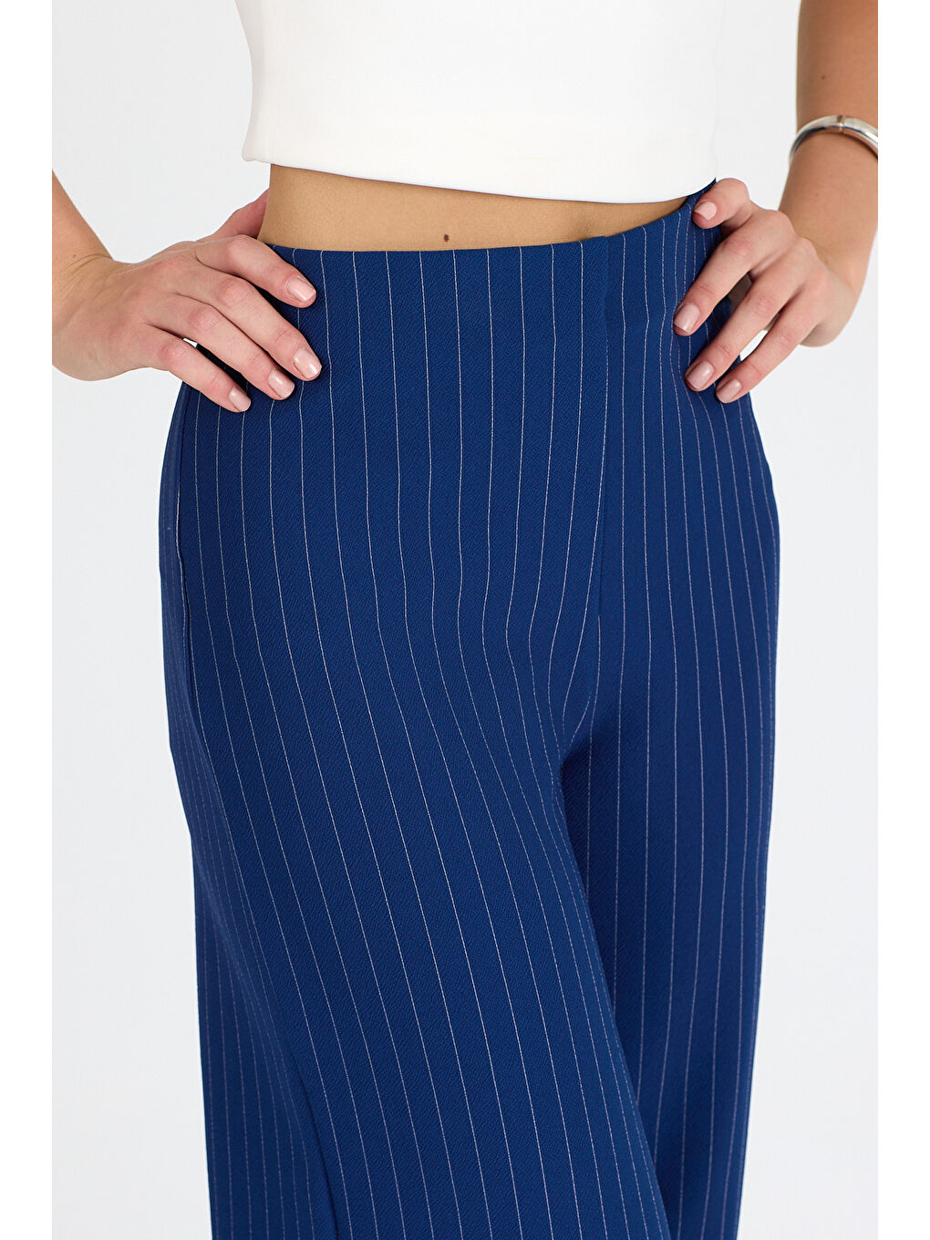 Lacivert Kadın İspanyol Paça Pantolon 2041-2