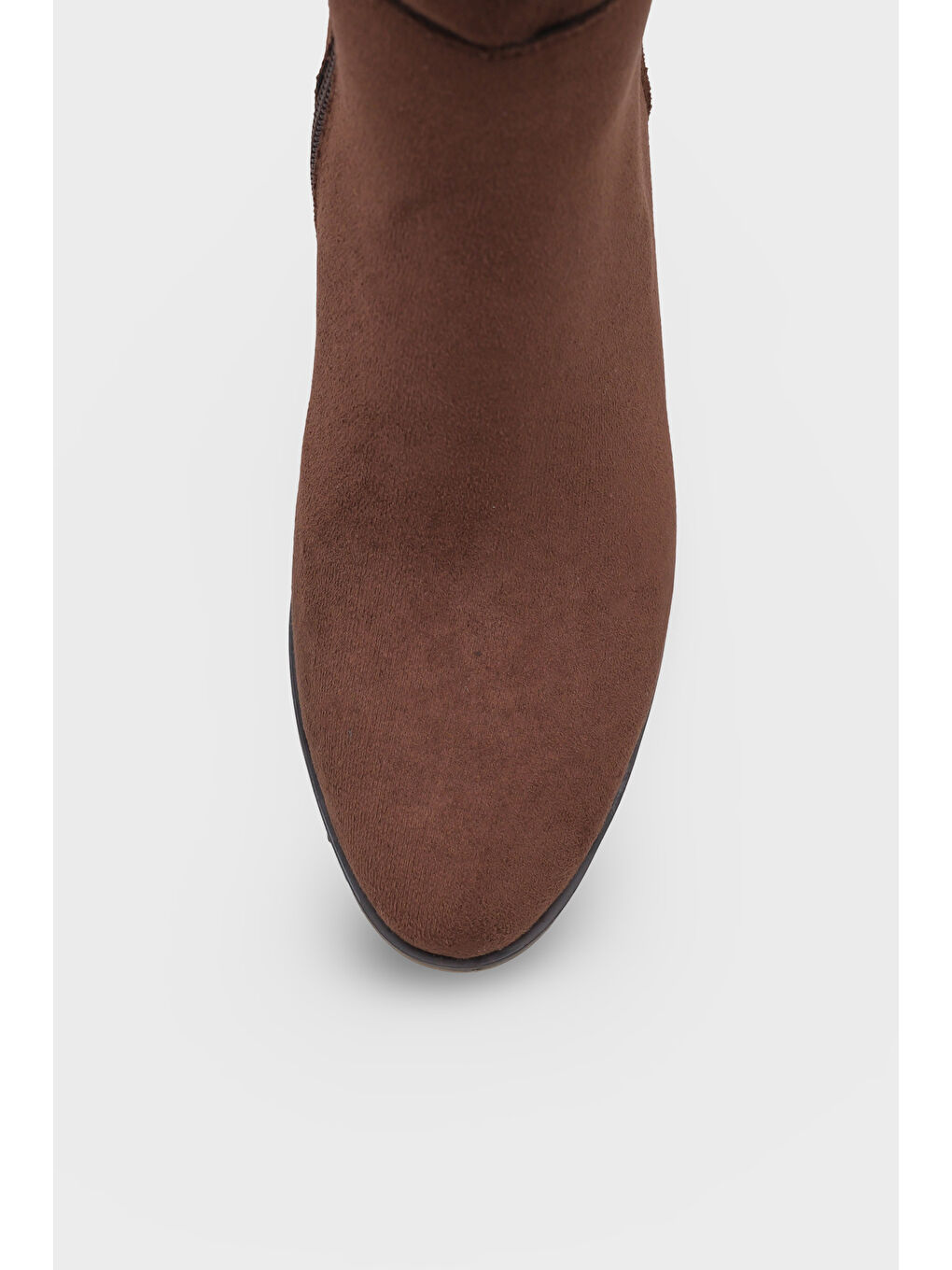 Kahverengi Cathrine Oval Burunlu Yandan Fermuarlı Topuklu Süet Kadın Çizme-3