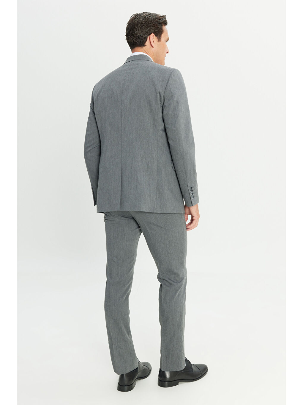 Erkek Gri Slim Fit Dar Kesim Mono Yaka Takım Elbise-7