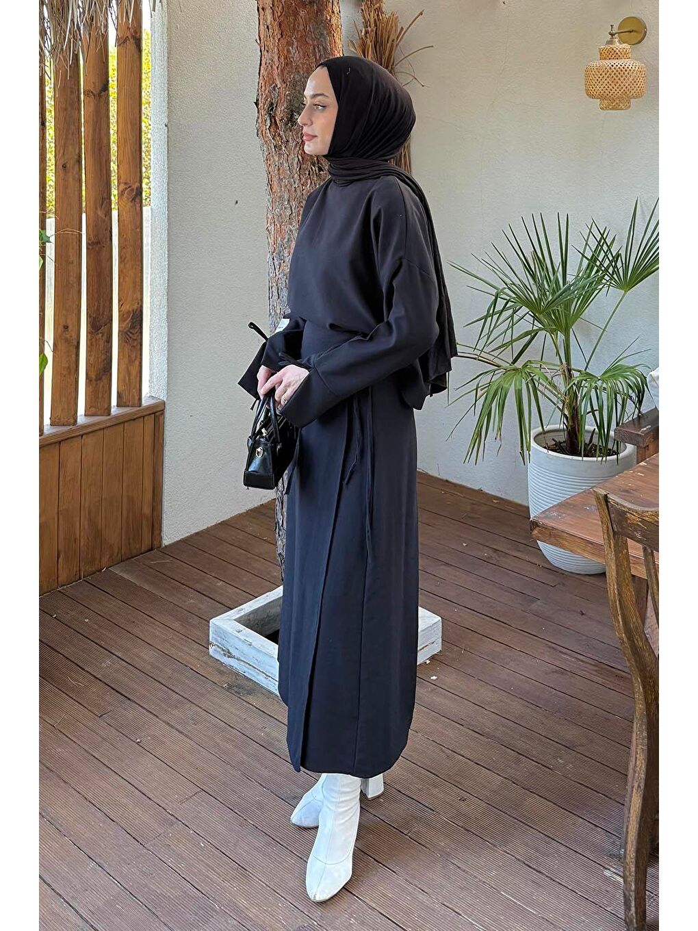 Eteği Bağlama Detaylı Takım Siyah-1