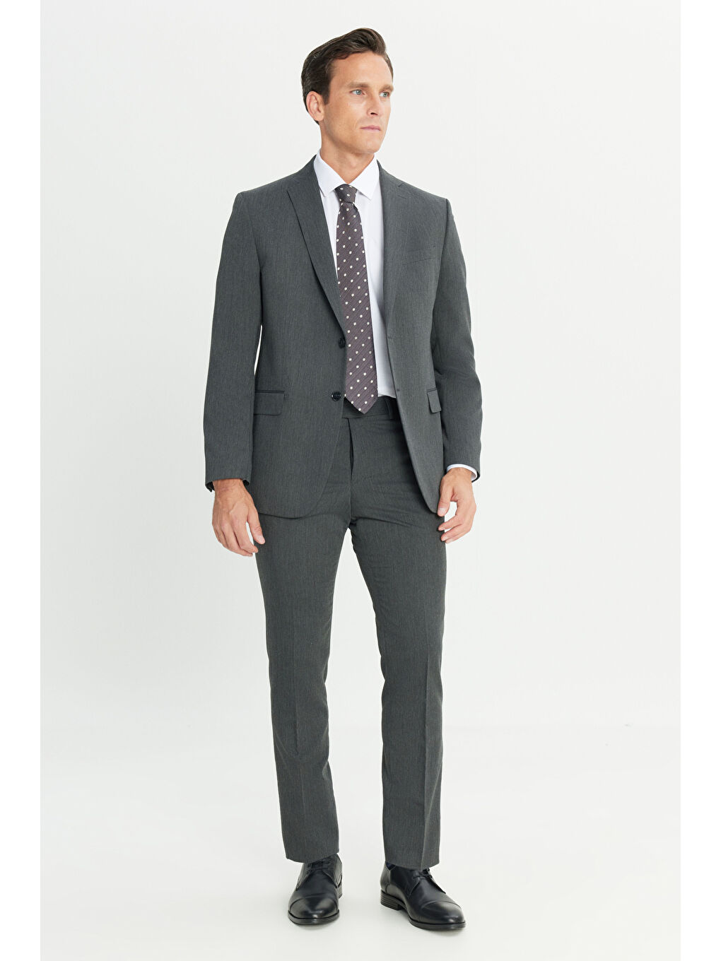 Erkek Antrasit Slim Fit Dar Kesim Mono Yaka Takım Elbise-2