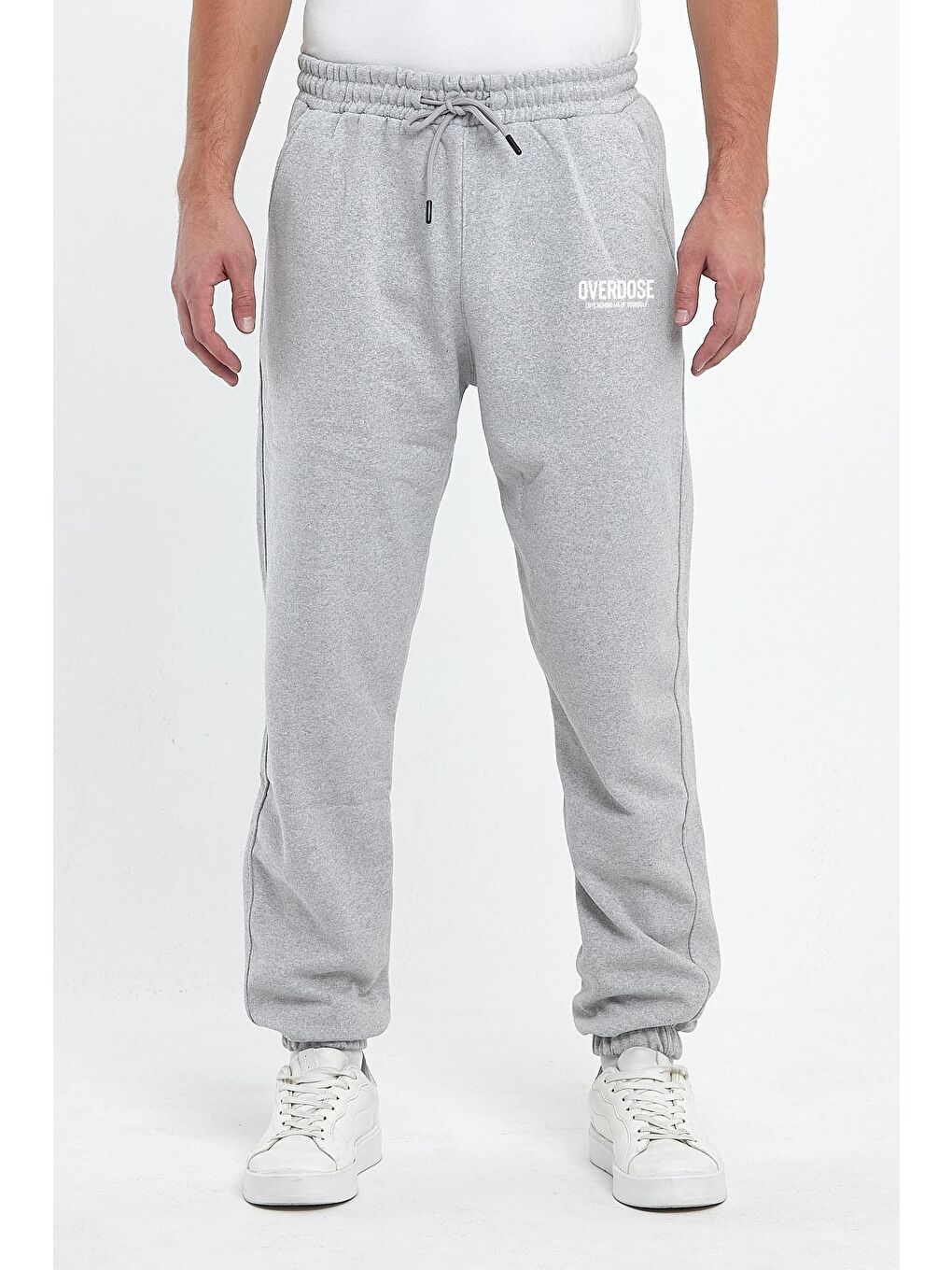 Gri Regular Fit Beli Lastikli Rahat Pamuklu Overdose Baskılı Erkek Eşofman Altı RF0420