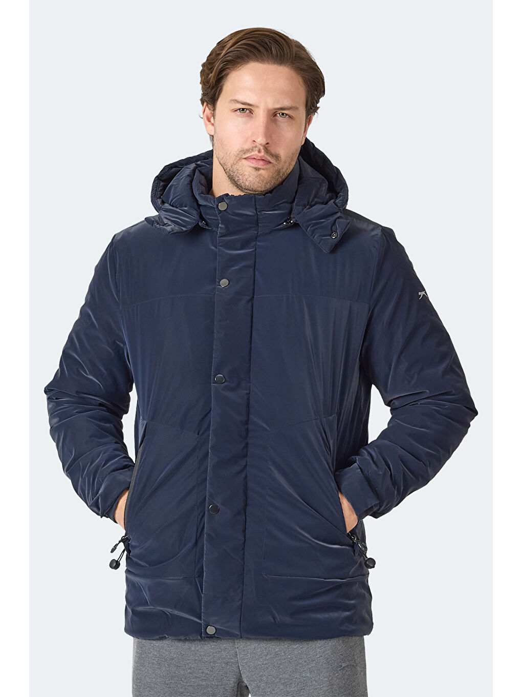 GRIM Erkek Çıkarılabilir Kapüşonlu Lacivert Mont & Kaban-5