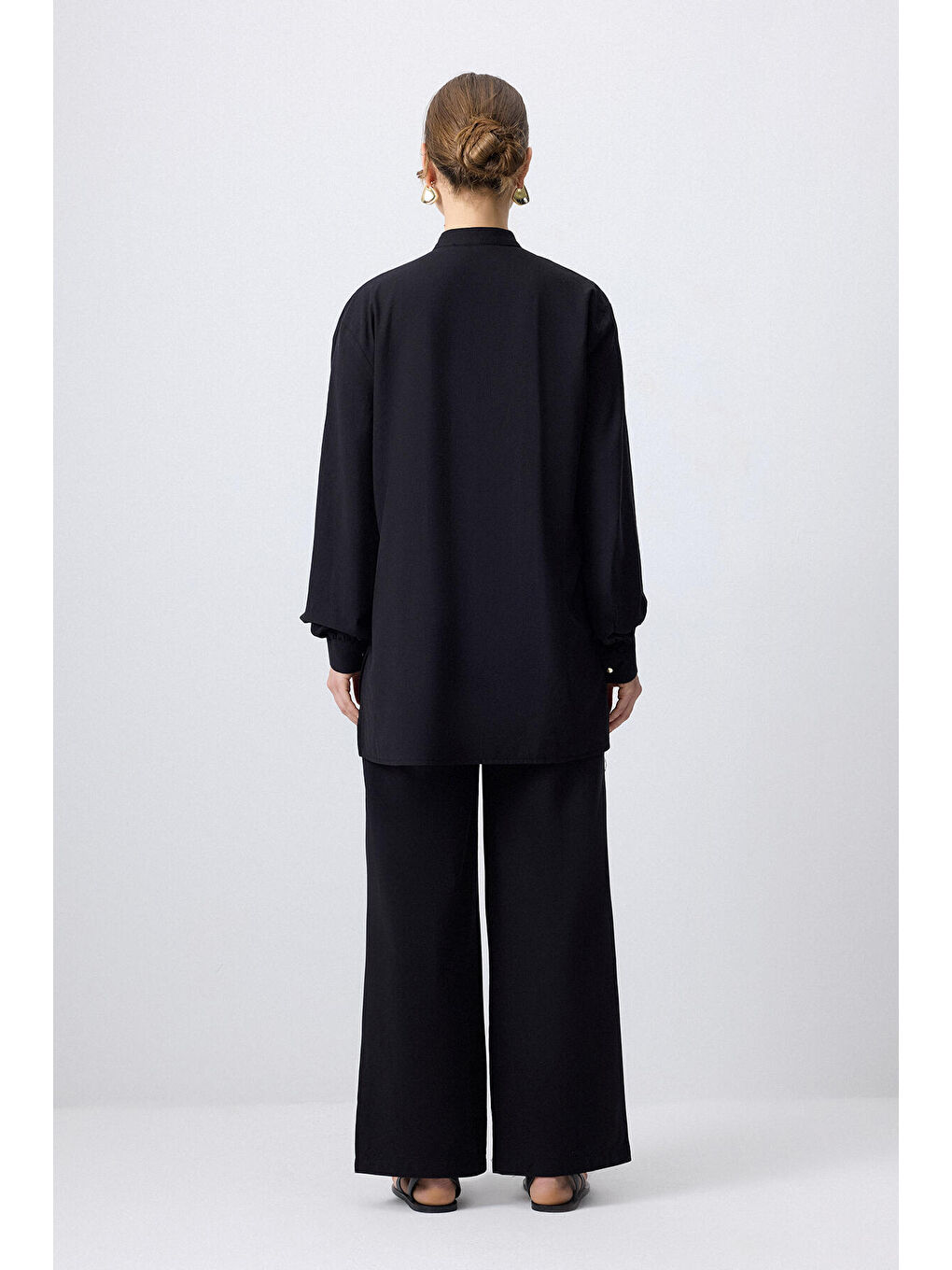 Siyah Kemer Detaylı Gömlek Pantolon Takım-3