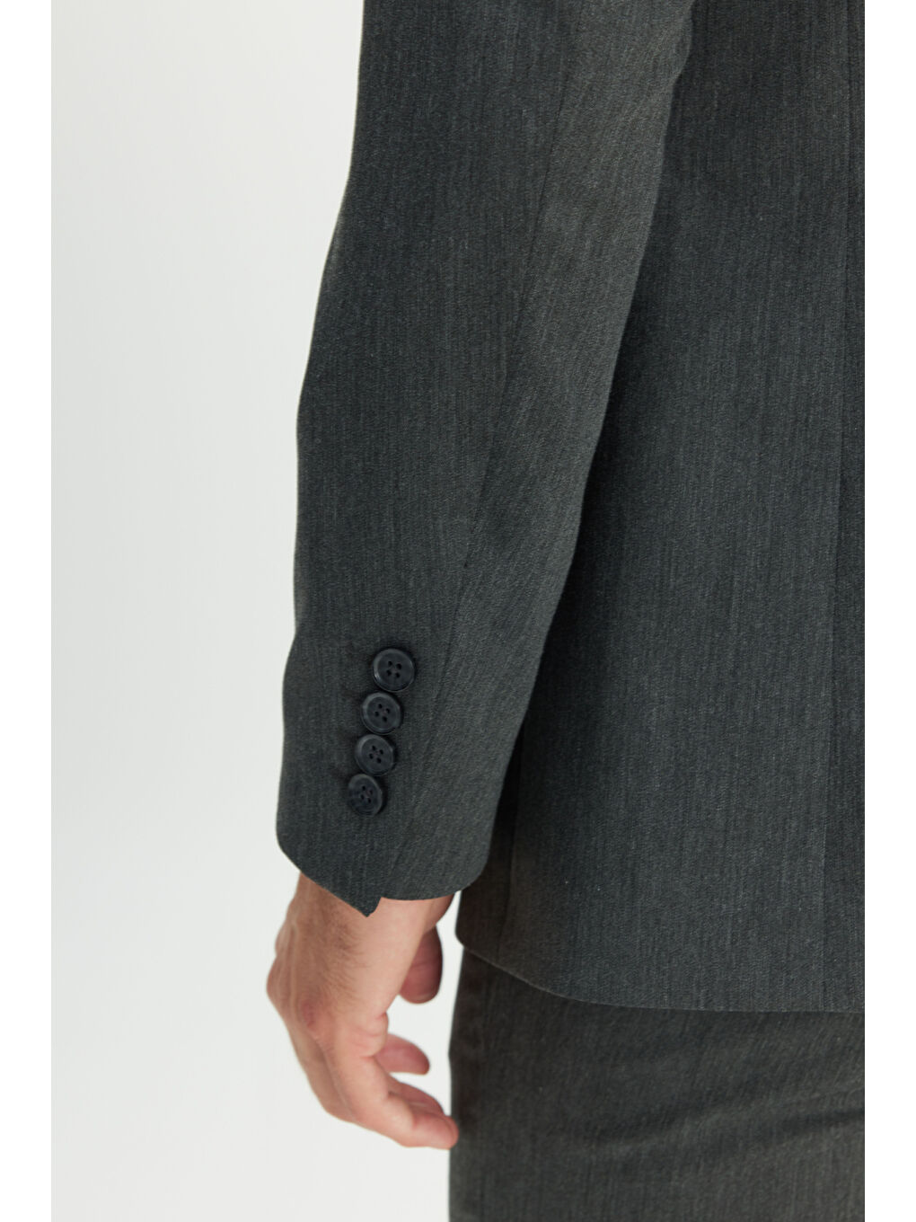 Erkek Antrasit Slim Fit Dar Kesim Mono Yaka Takım Elbise-4