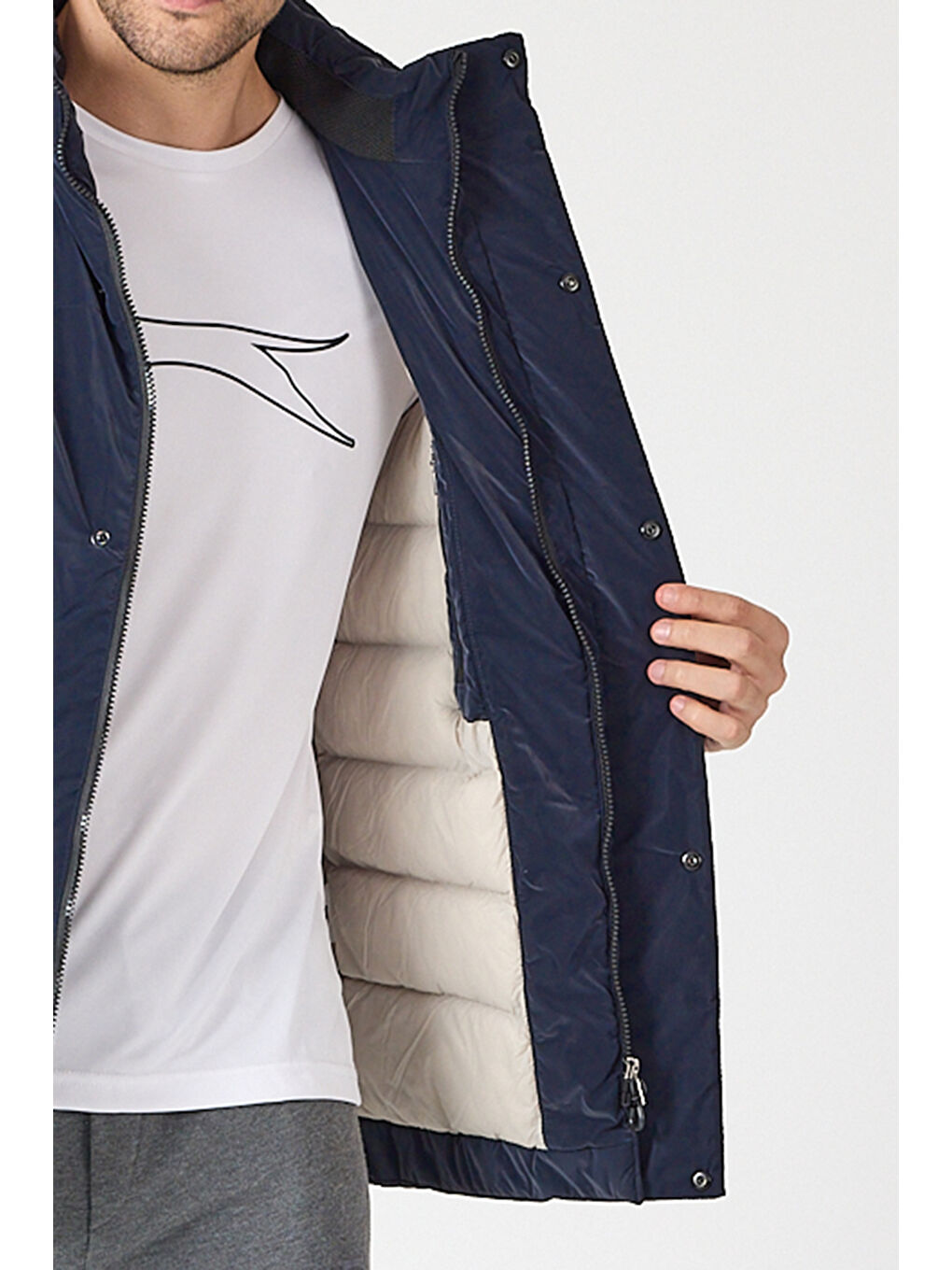 GRIM Erkek Çıkarılabilir Kapüşonlu Lacivert Mont & Kaban-7