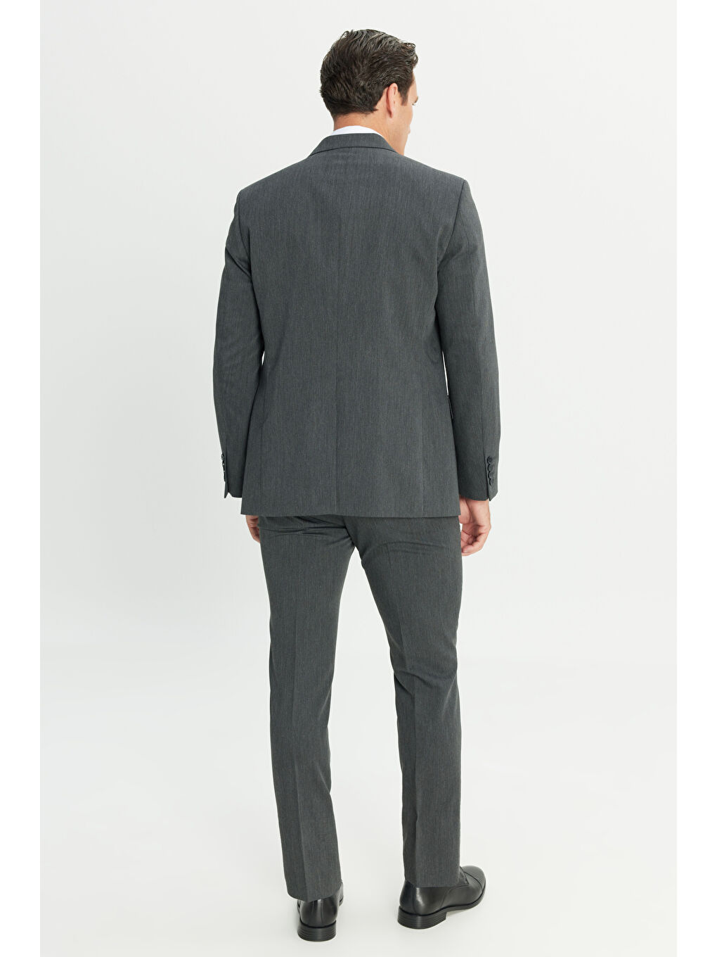 Erkek Antrasit Slim Fit Dar Kesim Mono Yaka Takım Elbise-6