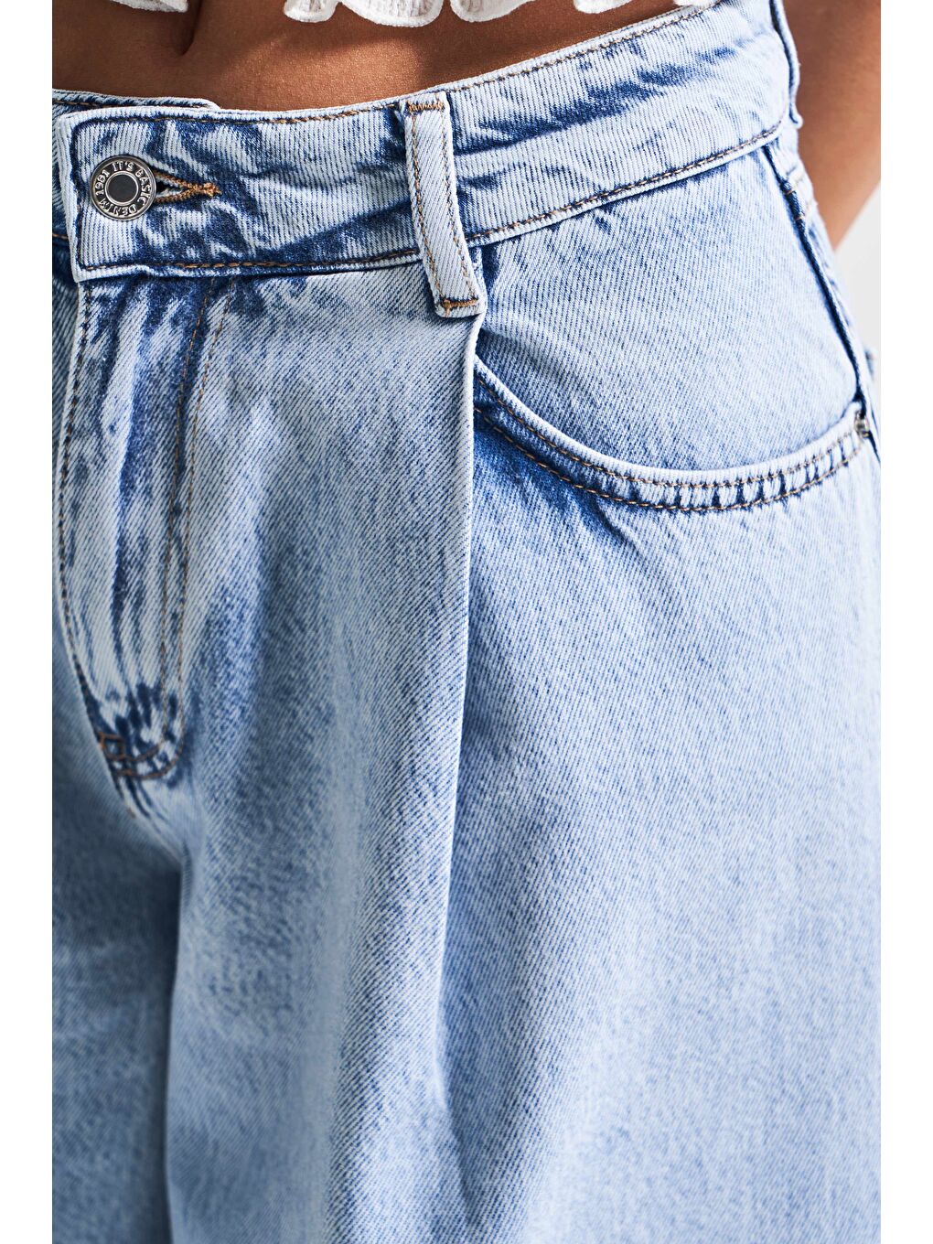 Mavi Kadın Snow Jean Rengi V-3s5-3 Wide Pleat Bol Kesim Viskon Kumaş %100 Pamuk Pileli Denim Jean-2