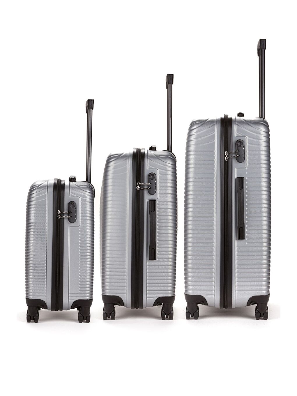 Gri ABS Unisex Büyük, Orta, Kabin Boy 3'lü Valiz Seti FSL125-1