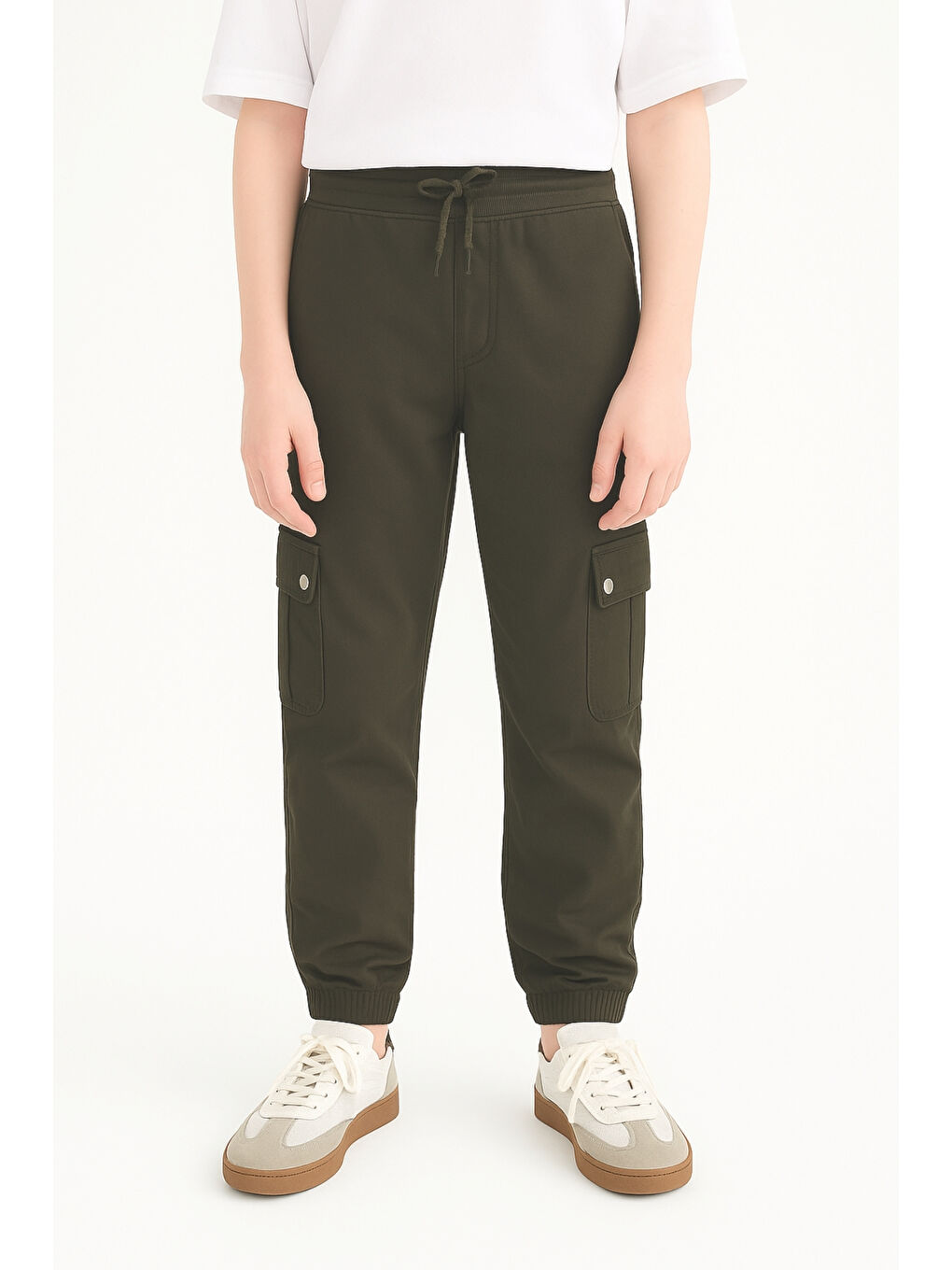 Haki Erkek Çocuk Komando Cepli Beli Lastikli Okul Pantolonu AK1000-1-2-3