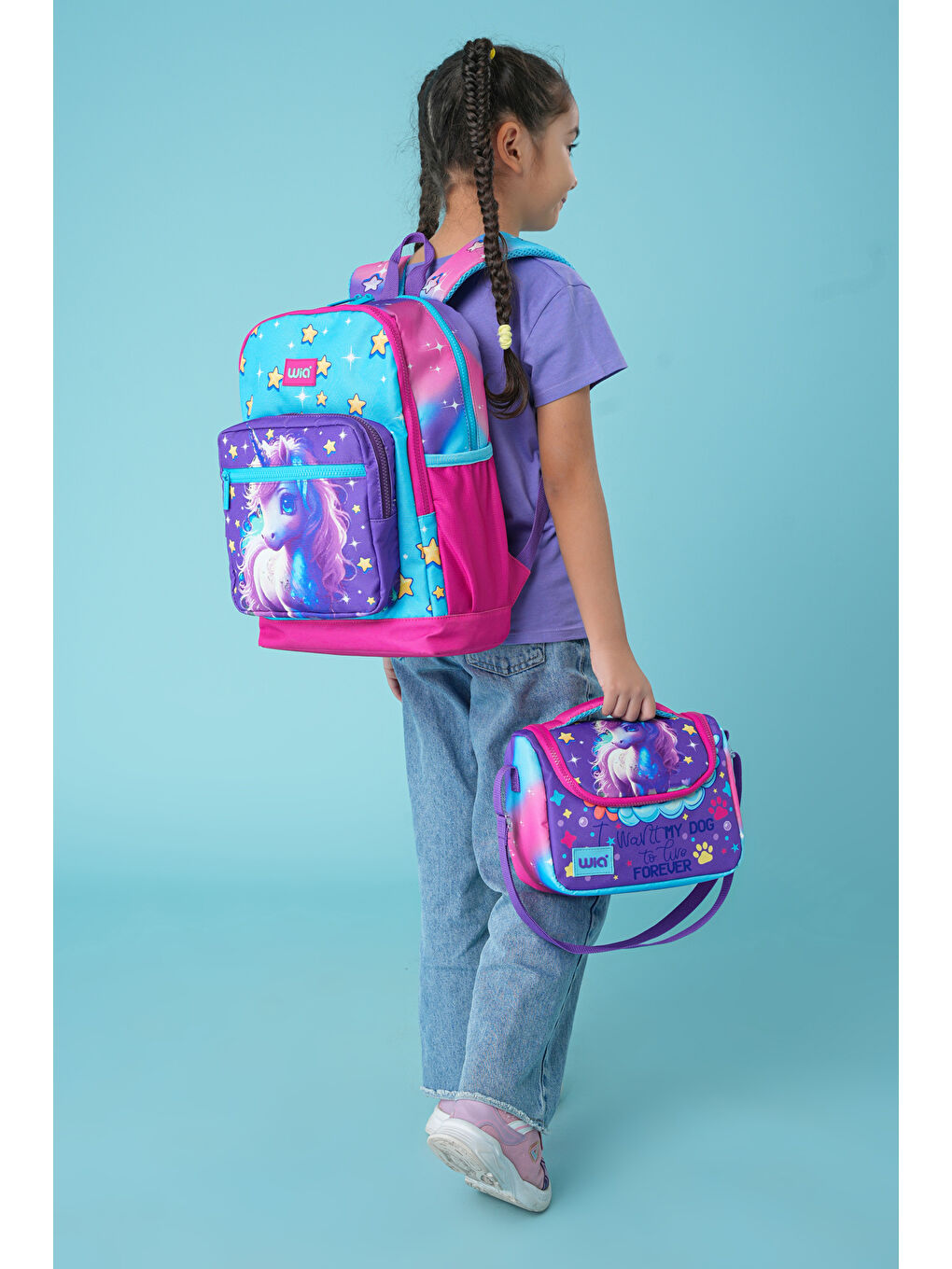 Kız Çocuk Desenli 3'lü Okul Çanta Seti-1