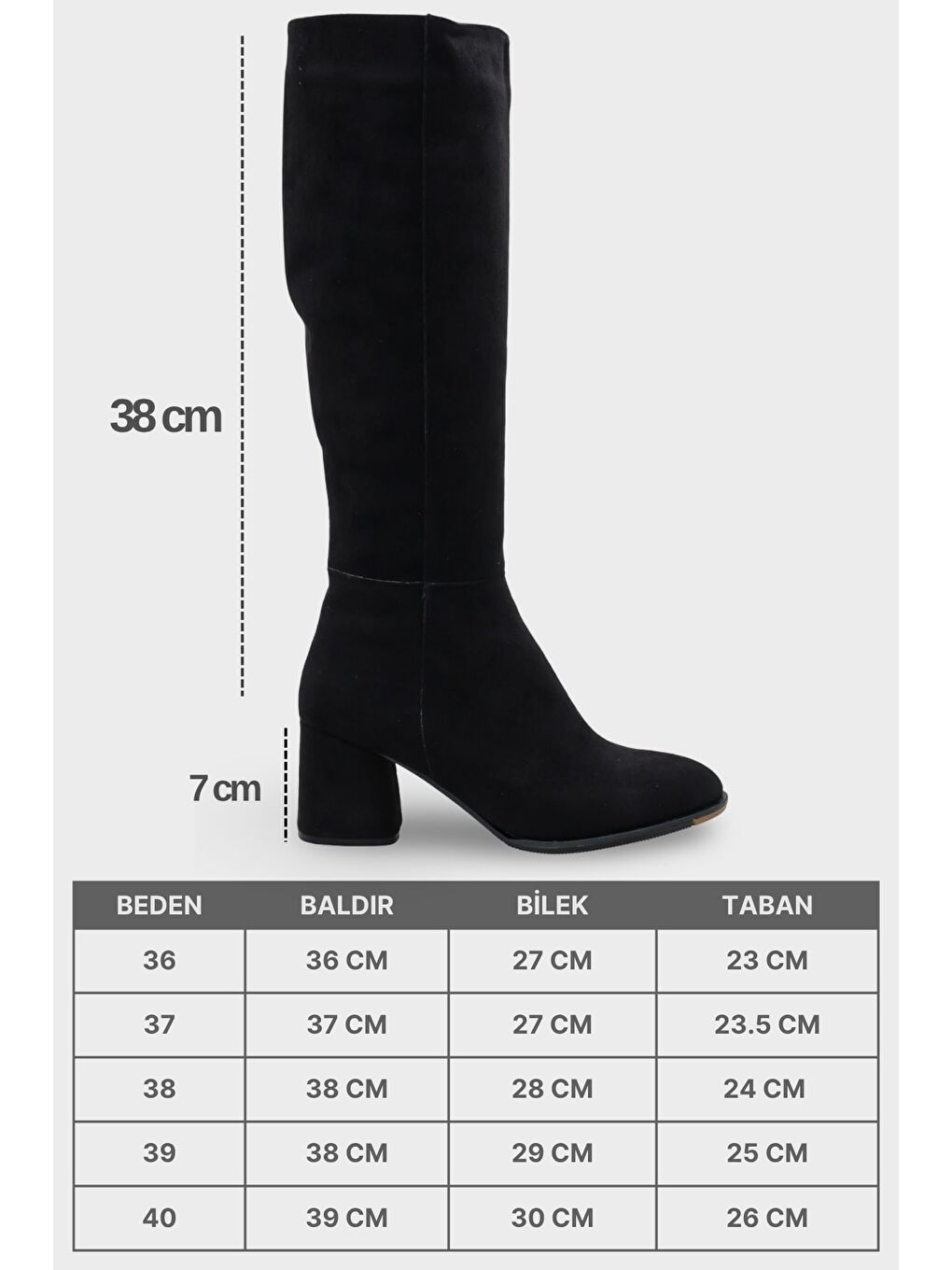 Siyah Cathrine Oval Burunlu Yandan Fermuarlı Topuklu Süet Kadın Çizme-7