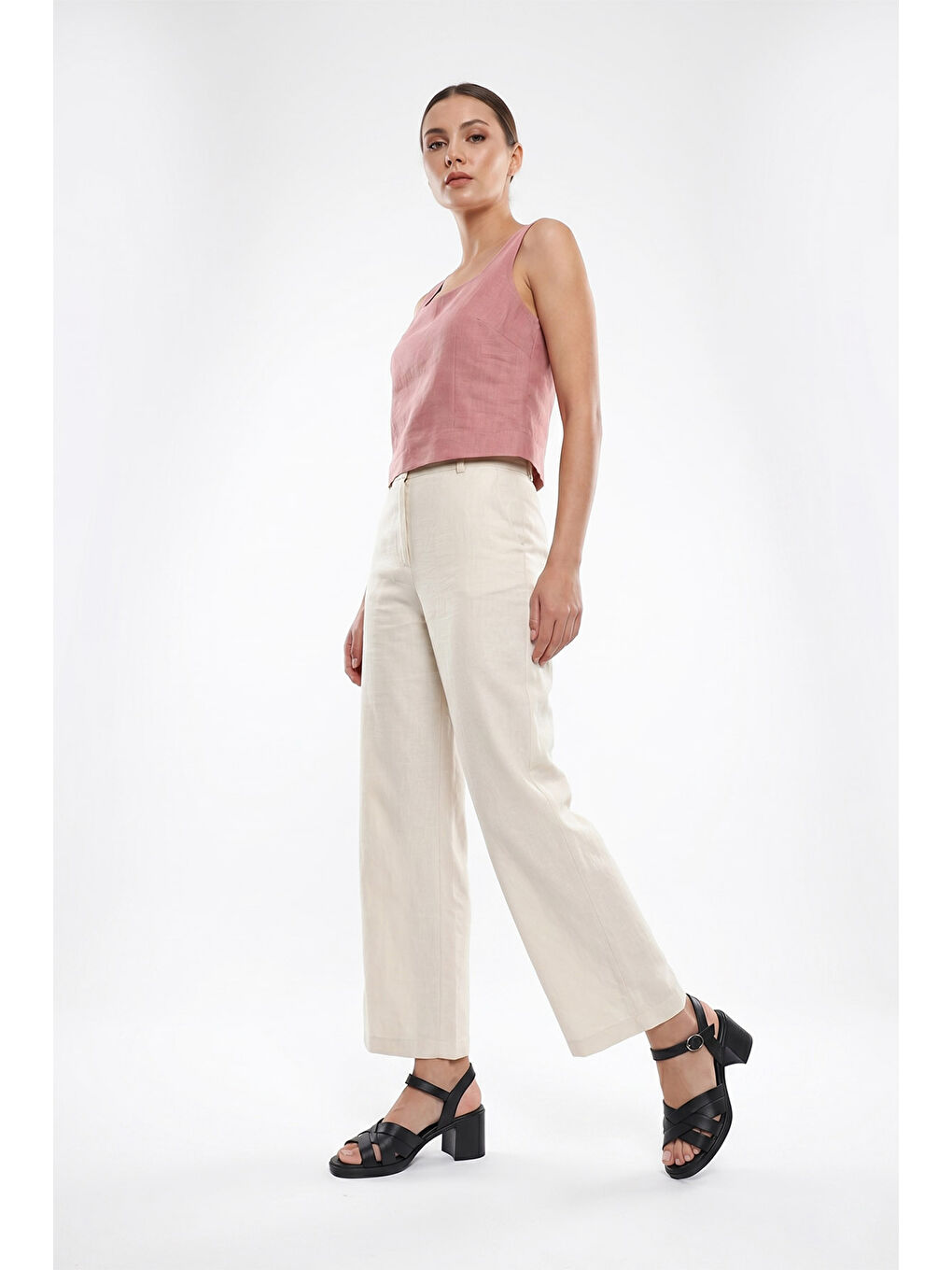 Siyah Kadın SİYAH Kalın Topuklu Hakiki Deri Sandalet-2