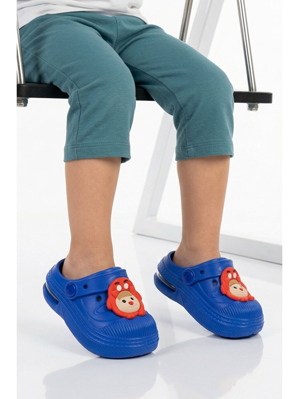 Mavi Saks Eva Hafif Esnek Unisex Çocuk Sabo Terlik 2316 B-P-2