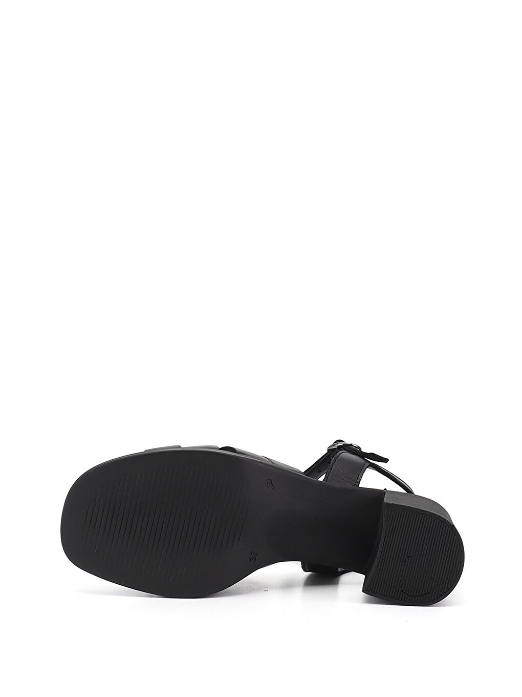 Siyah Kadın SİYAH Kalın Topuklu Hakiki Deri Sandalet-5