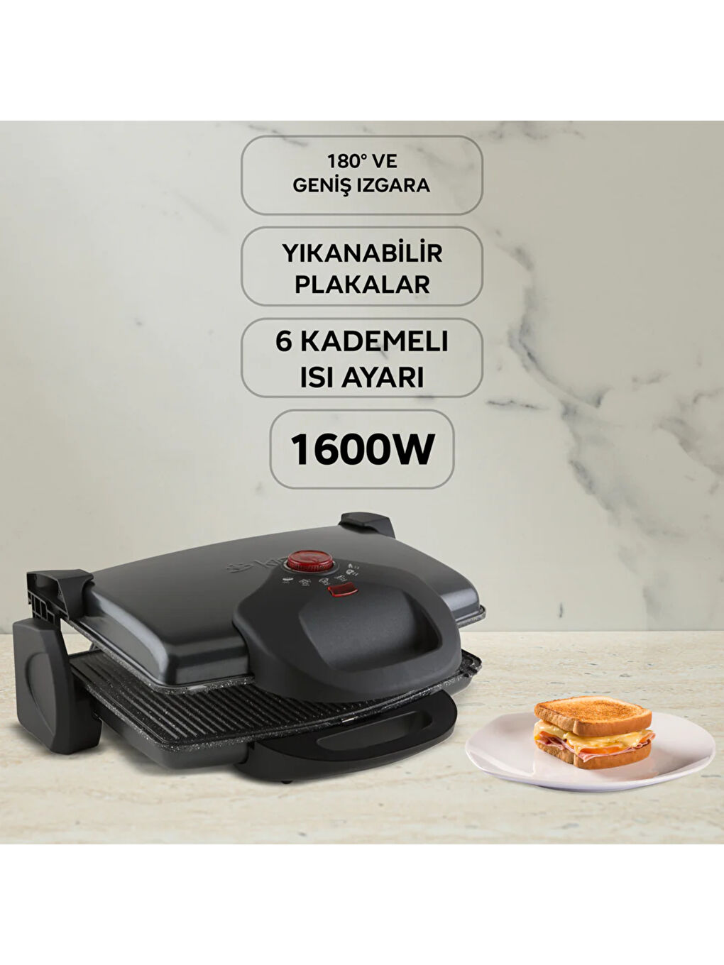 P637Y GrillMax Tost Makinesi - Siyah-2