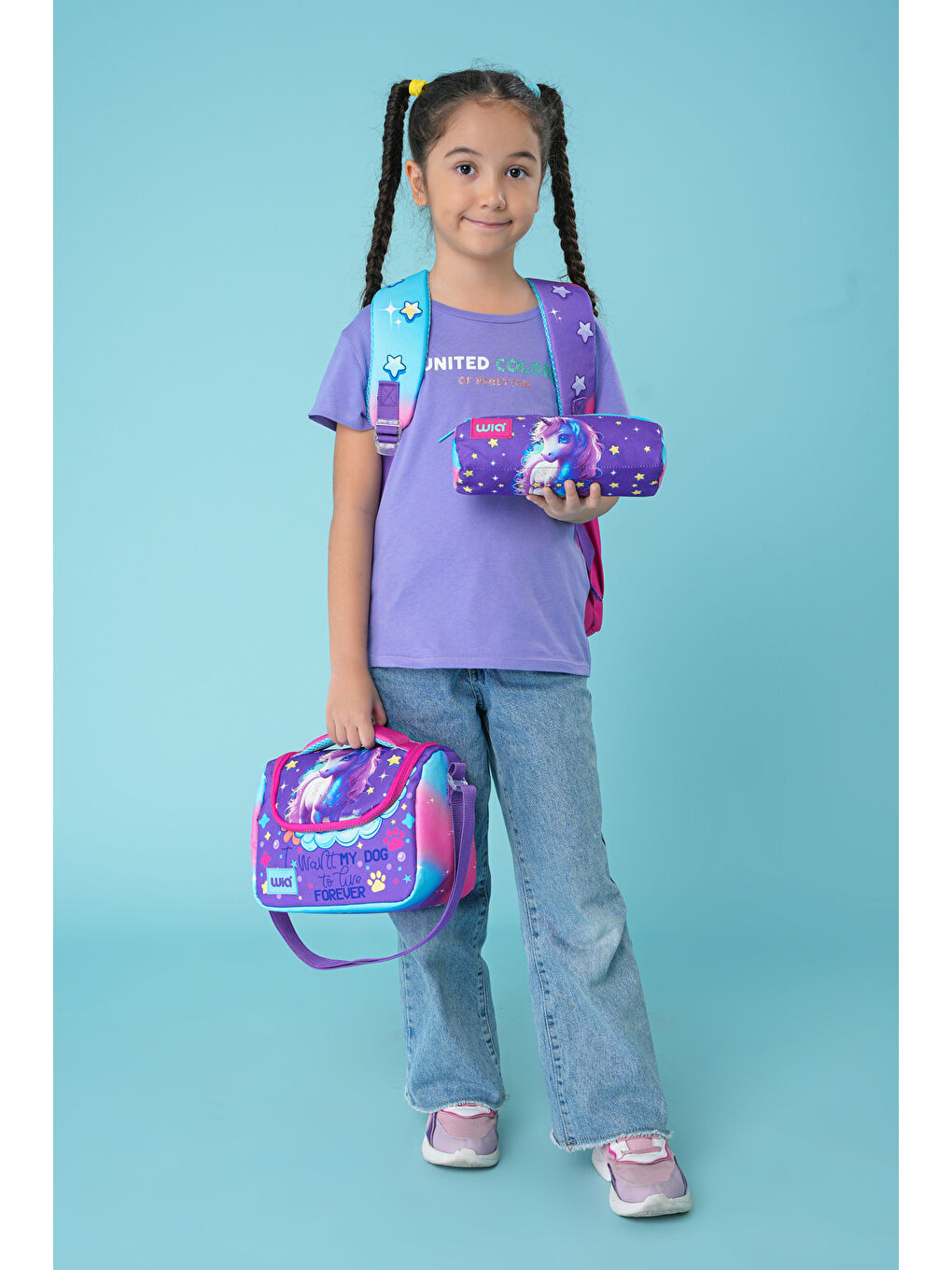 Kız Çocuk Desenli 3'lü Okul Çanta Seti-8