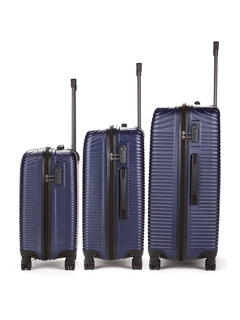 Lacivert ABS Unisex Büyük, Orta, Kabin Boy 3'lü Valiz Seti FSL125-1