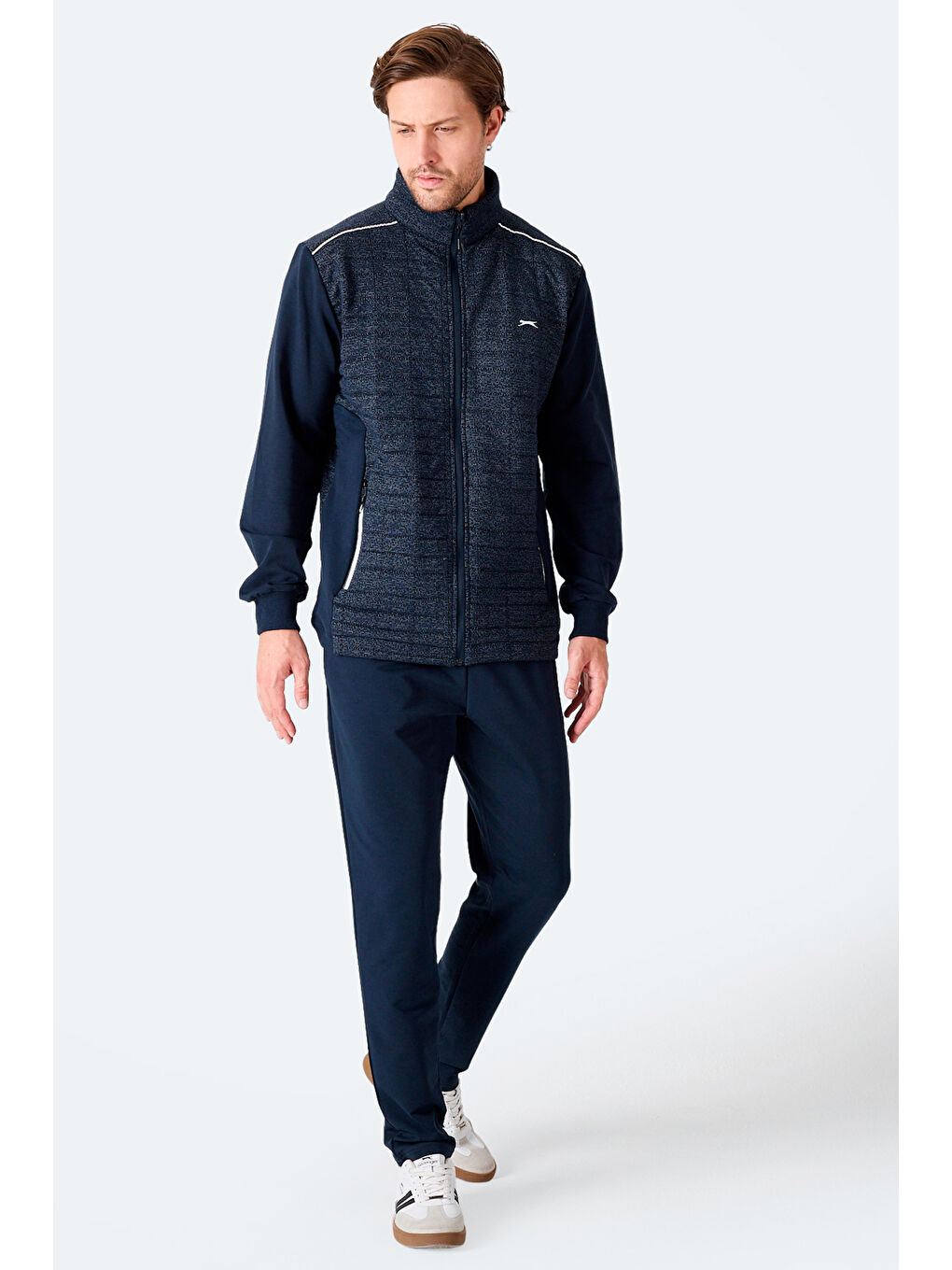 FIORA Erkek Fermuarlı Dik Yaka Cepli Lacivert Eşofman Takımı-5