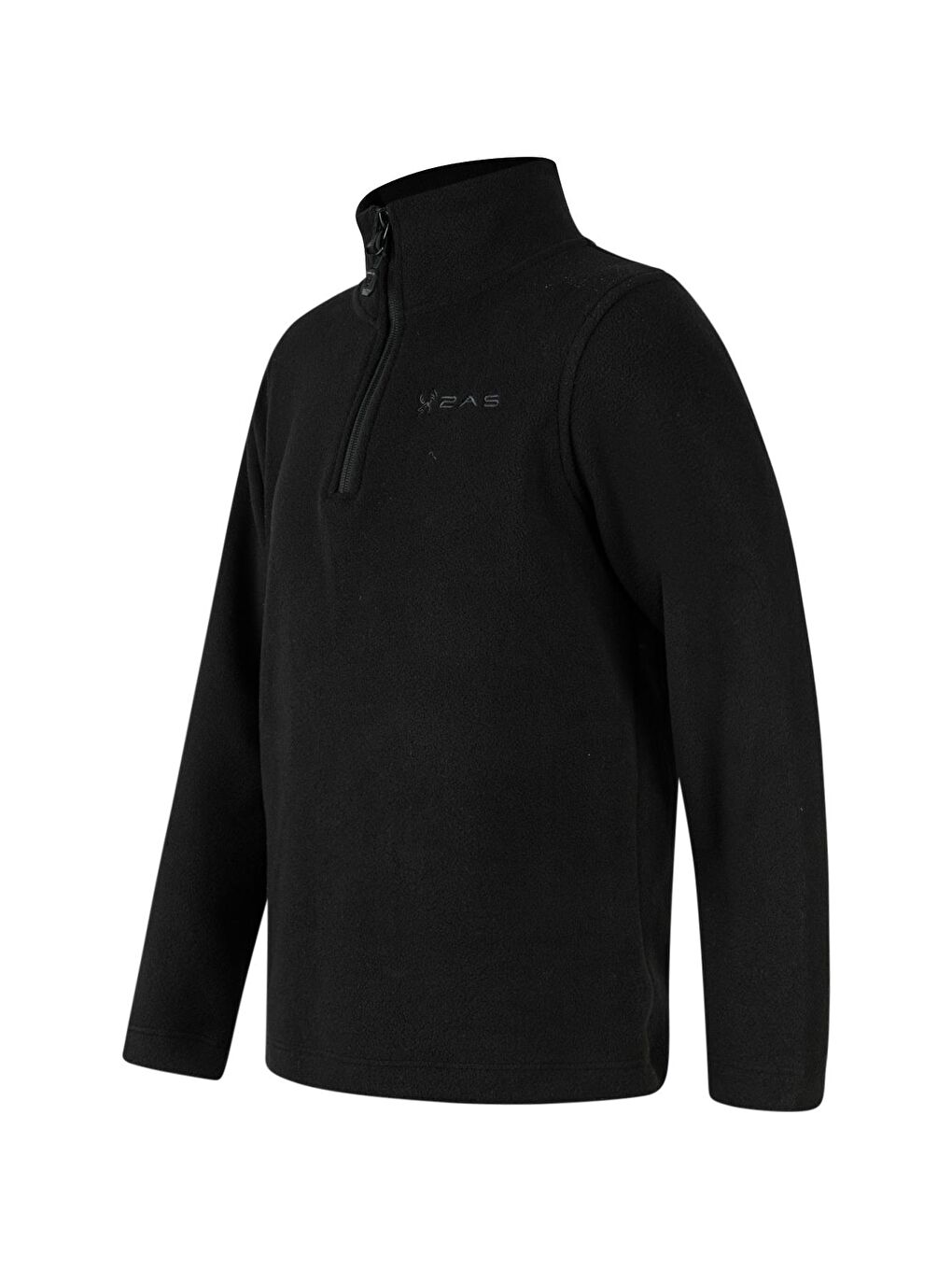 Clara Çocuk Yarım Fermuarlı İnce Polar Sweatshirt Siyah-1