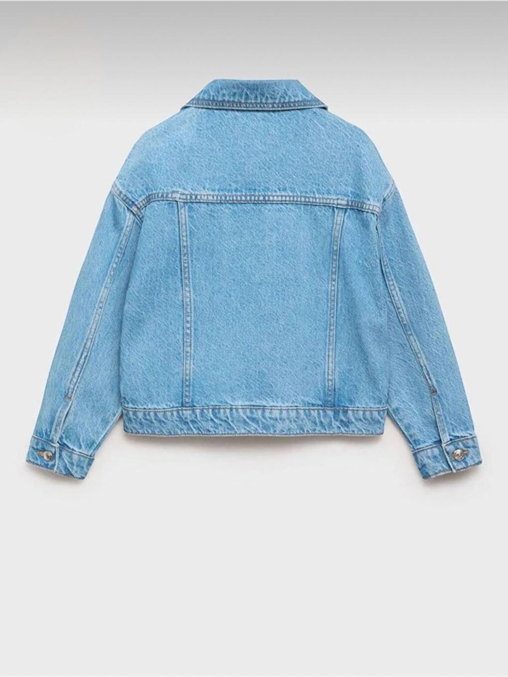 Açık Mavi Renk Kız Çocuk %100 Pamuk Cepli Denim Ceket-4