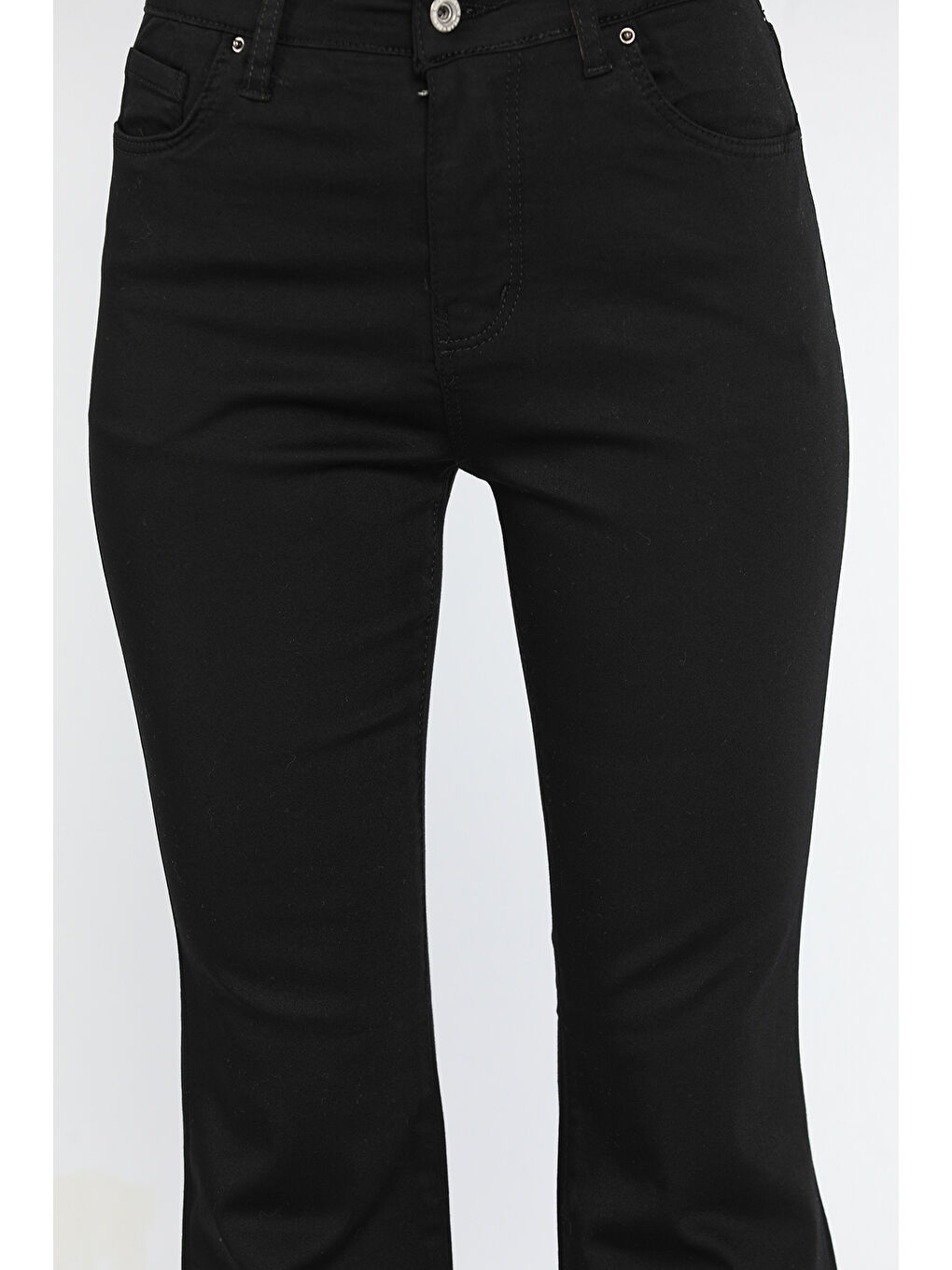 Siyah Bol Paça Yüksek Bel Kadın Jean Pantolon-3