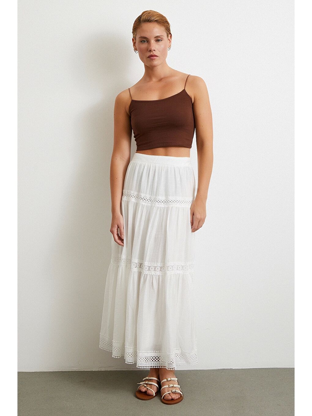 Dantelli Maxi Etek Beyaz-1