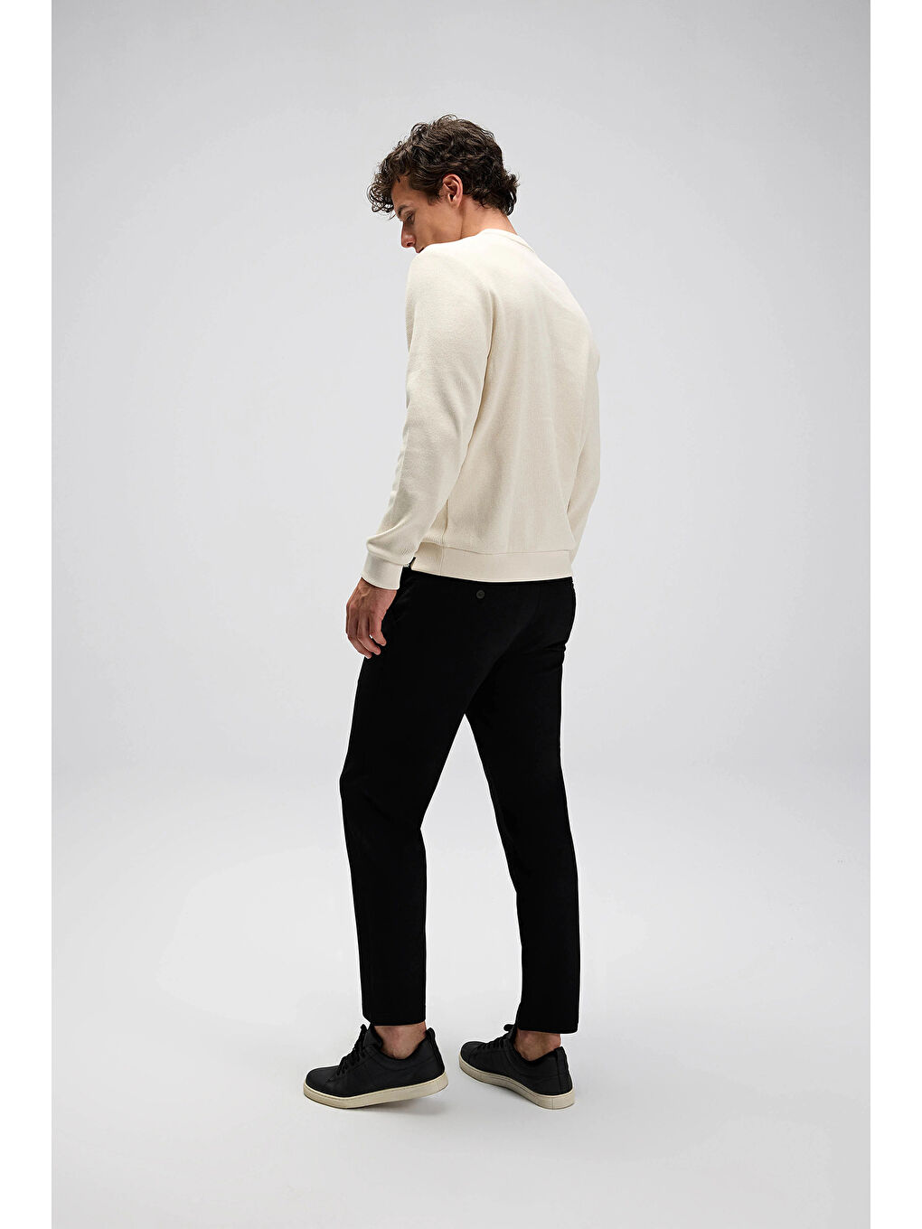 Bej % 100 Pamuk Regular Fit Bisiklet Yaka Kazak EM615-BG-3