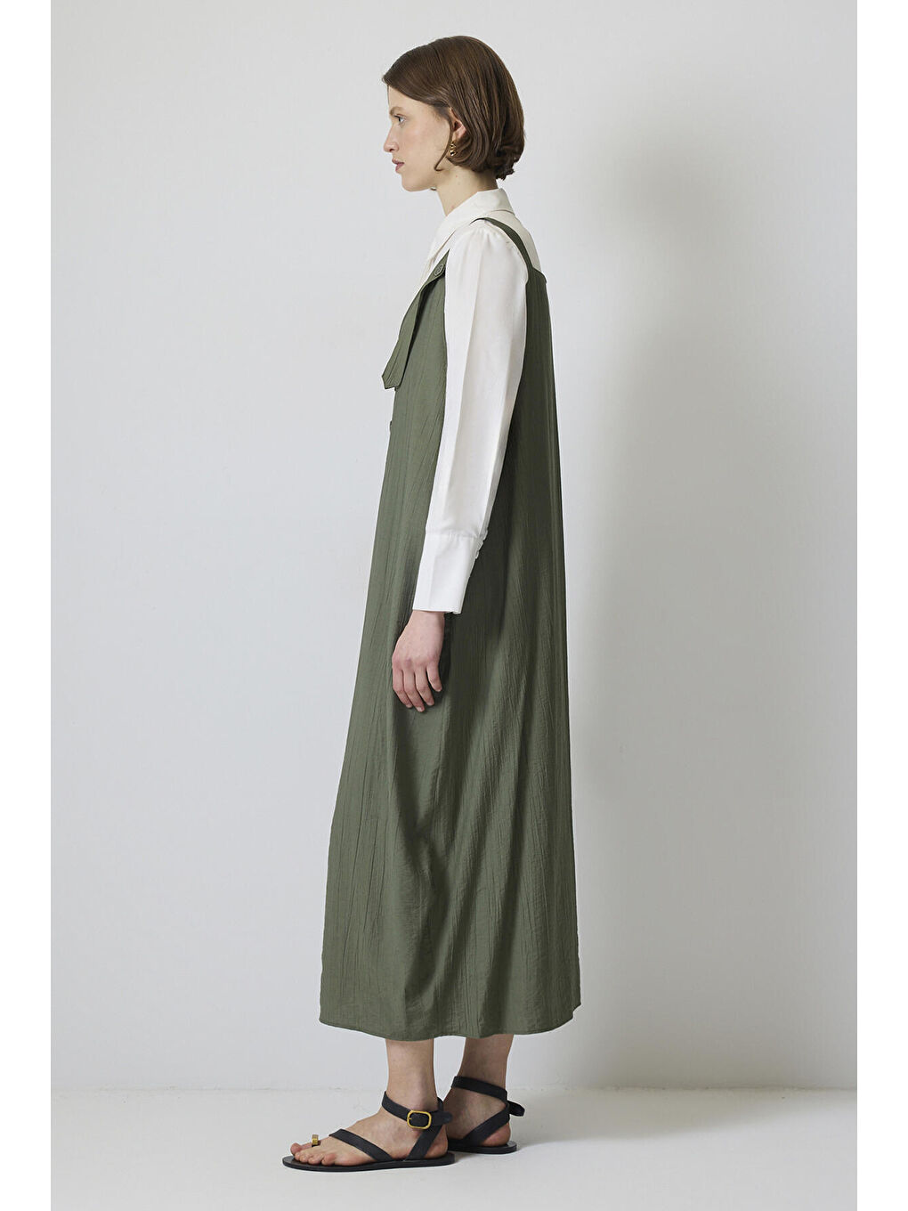 Yeşil Düğme Detaylı Jile-2