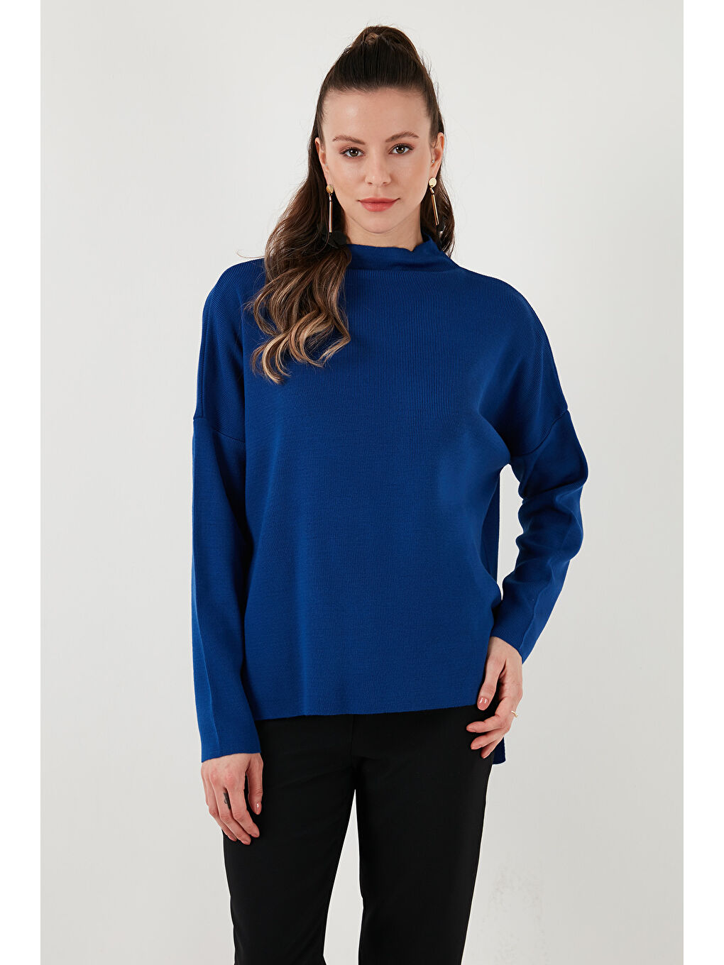 Lacivert Pamuklu Arkası Uzun Dik Yaka 2'li Paket Triko Kazak 4615002S2-1