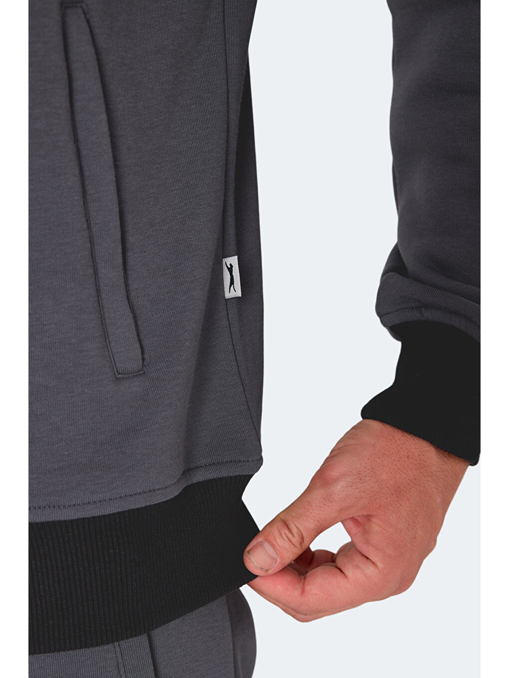 FLICKER Erkek Fermuar Cepli Koyu Gri Eşofman Takımı-3