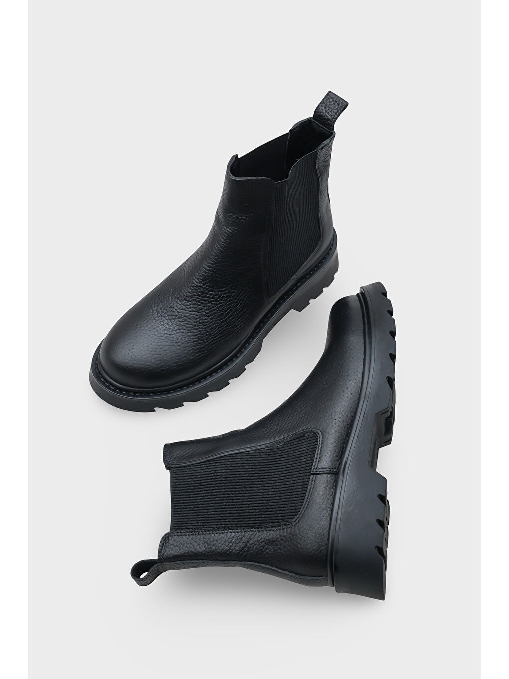 Siyah Lastikli Hakiki Deri Kadın Bot-4