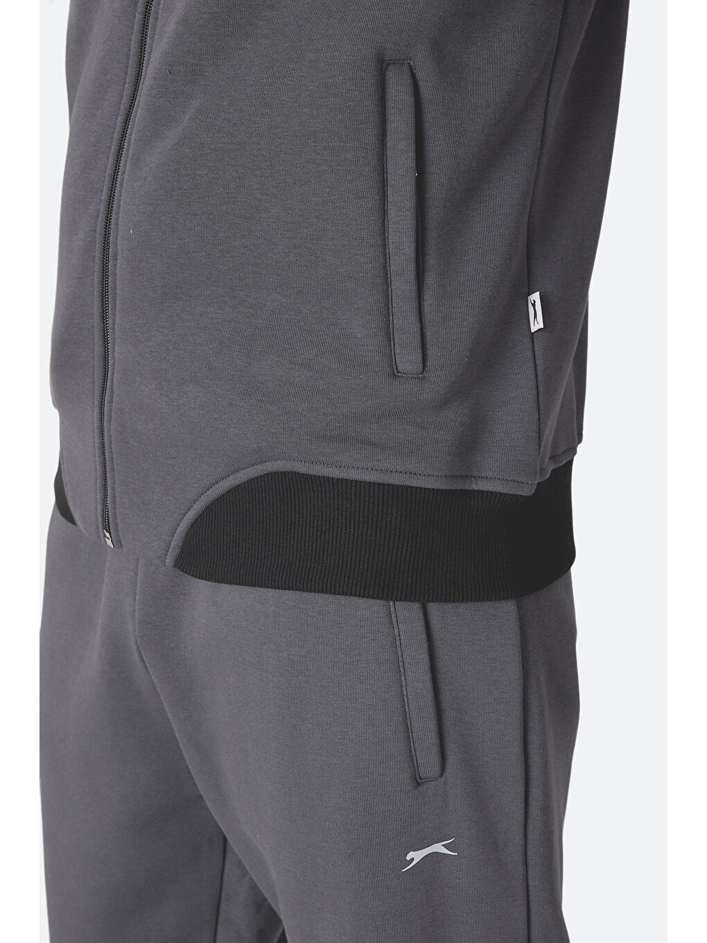 FLICKER Erkek Fermuar Cepli Koyu Gri Eşofman Takımı-4