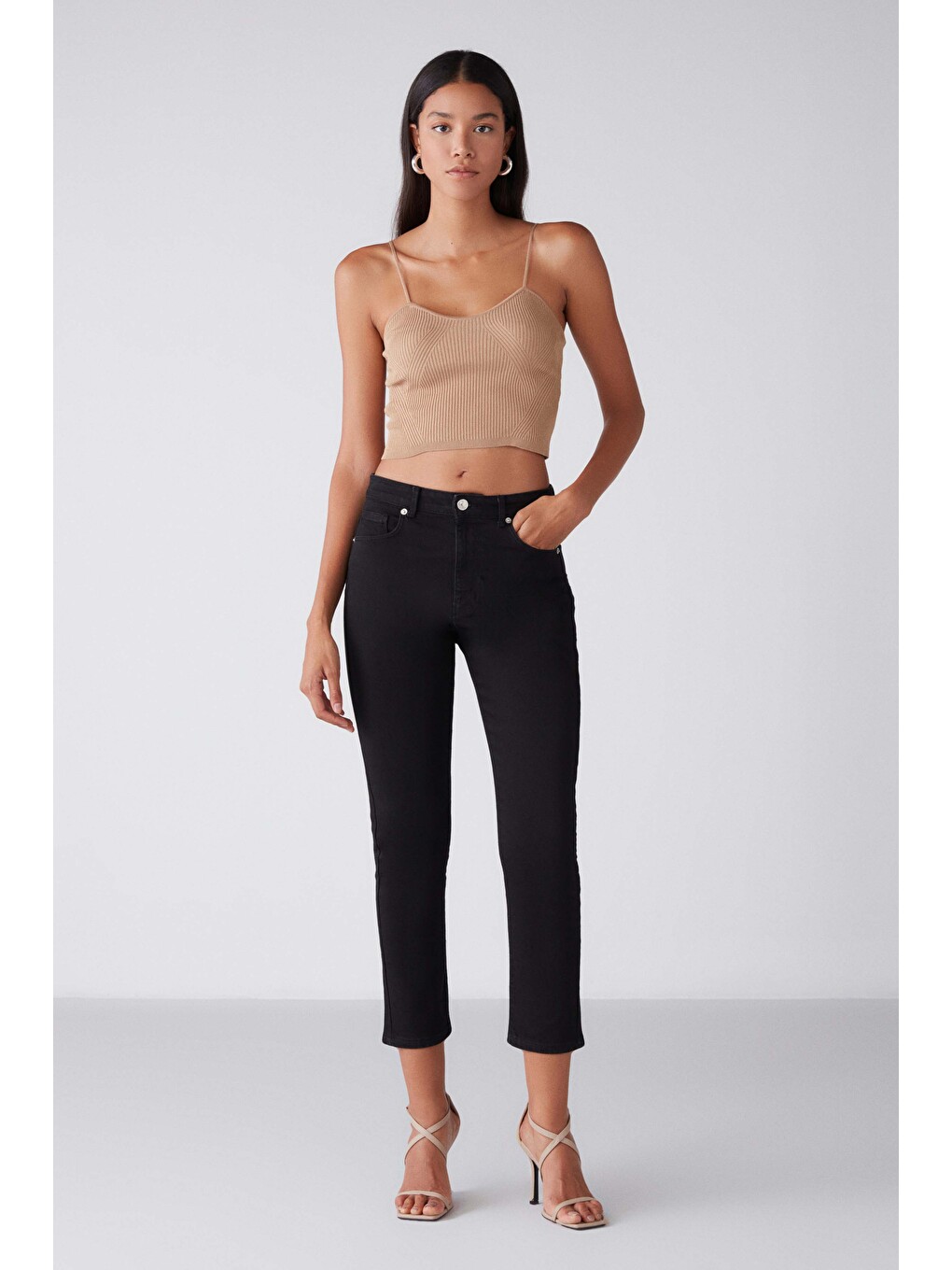 Gına Kadın Skinny Fit Dar Paça Normal Bel Organik Pamuk Comfort Dokuma 5 Cepli Siyah Jeans