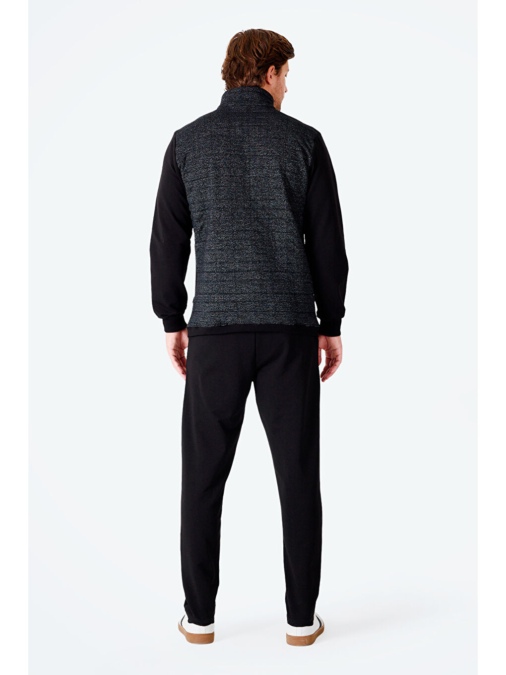 FIORA Erkek Fermuarlı Dik Yaka Cepli Siyah Eşofman Takımı-3