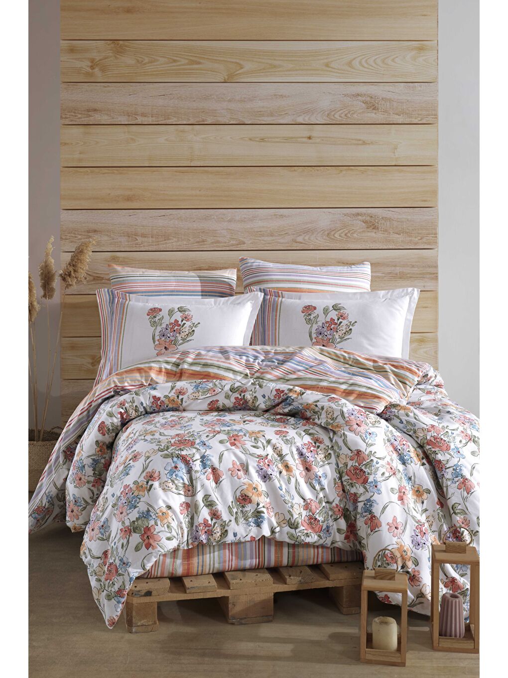 Pembe %100 Pamuk Nevresim Takımı Çift Kişilik Zemi-1