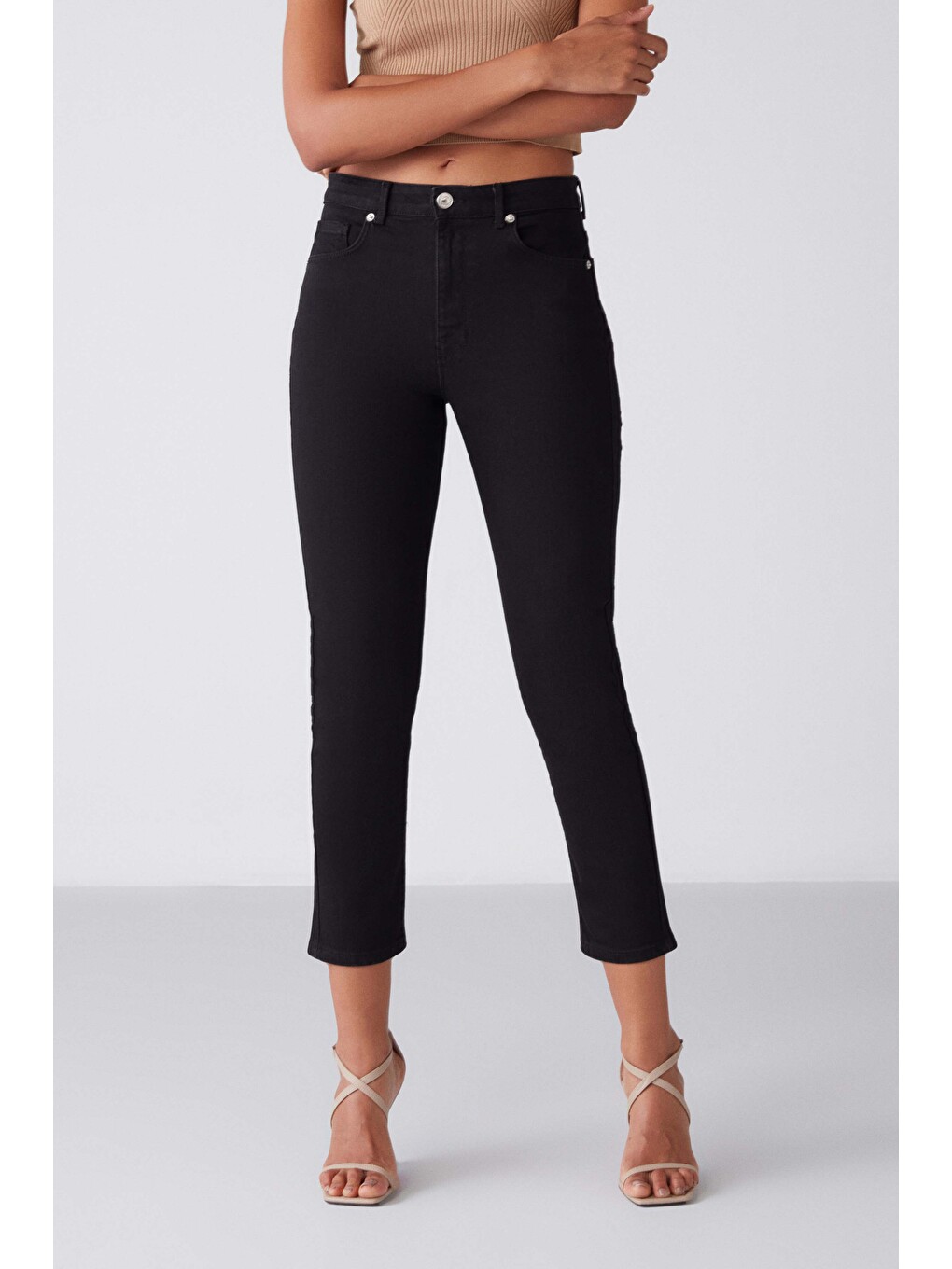 Gına Kadın Skinny Fit Dar Paça Normal Bel Organik Pamuk Comfort Dokuma 5 Cepli Siyah Jeans-1