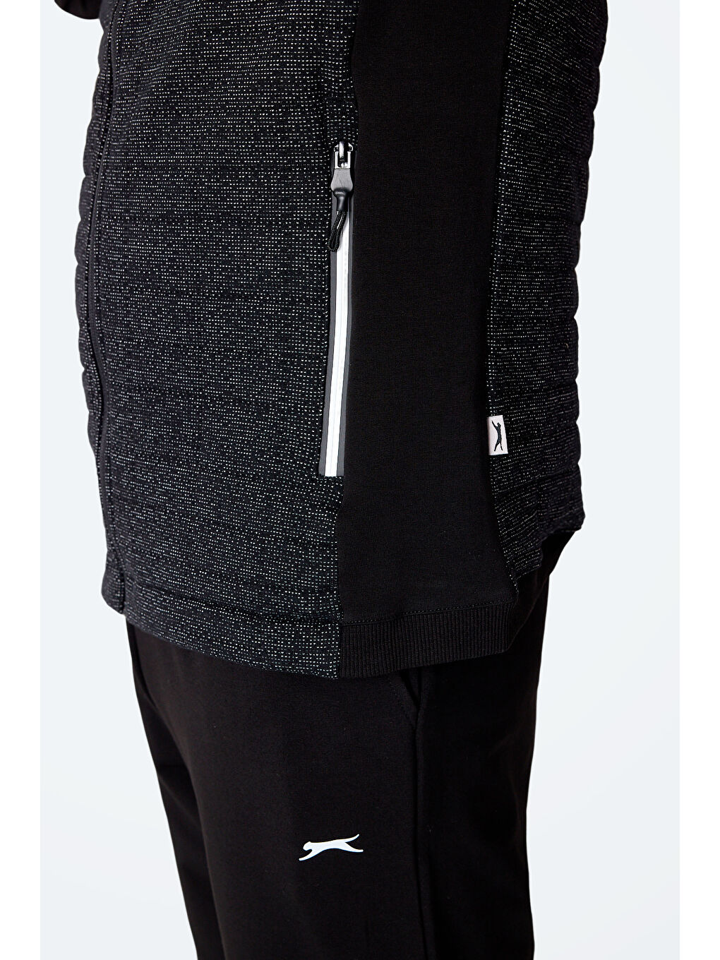 FIORA Erkek Fermuarlı Dik Yaka Cepli Siyah Eşofman Takımı-4