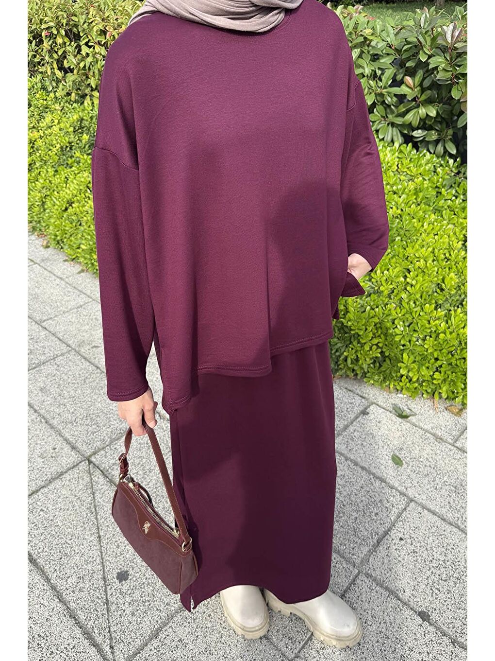 Kristal Etekli Takım Mürdüm-2