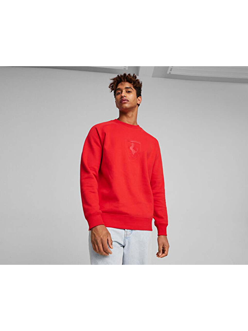 Ferrari Race Big Shield Crew Erkek Günlük Sweatshirt 62380202 Kırmızı-2