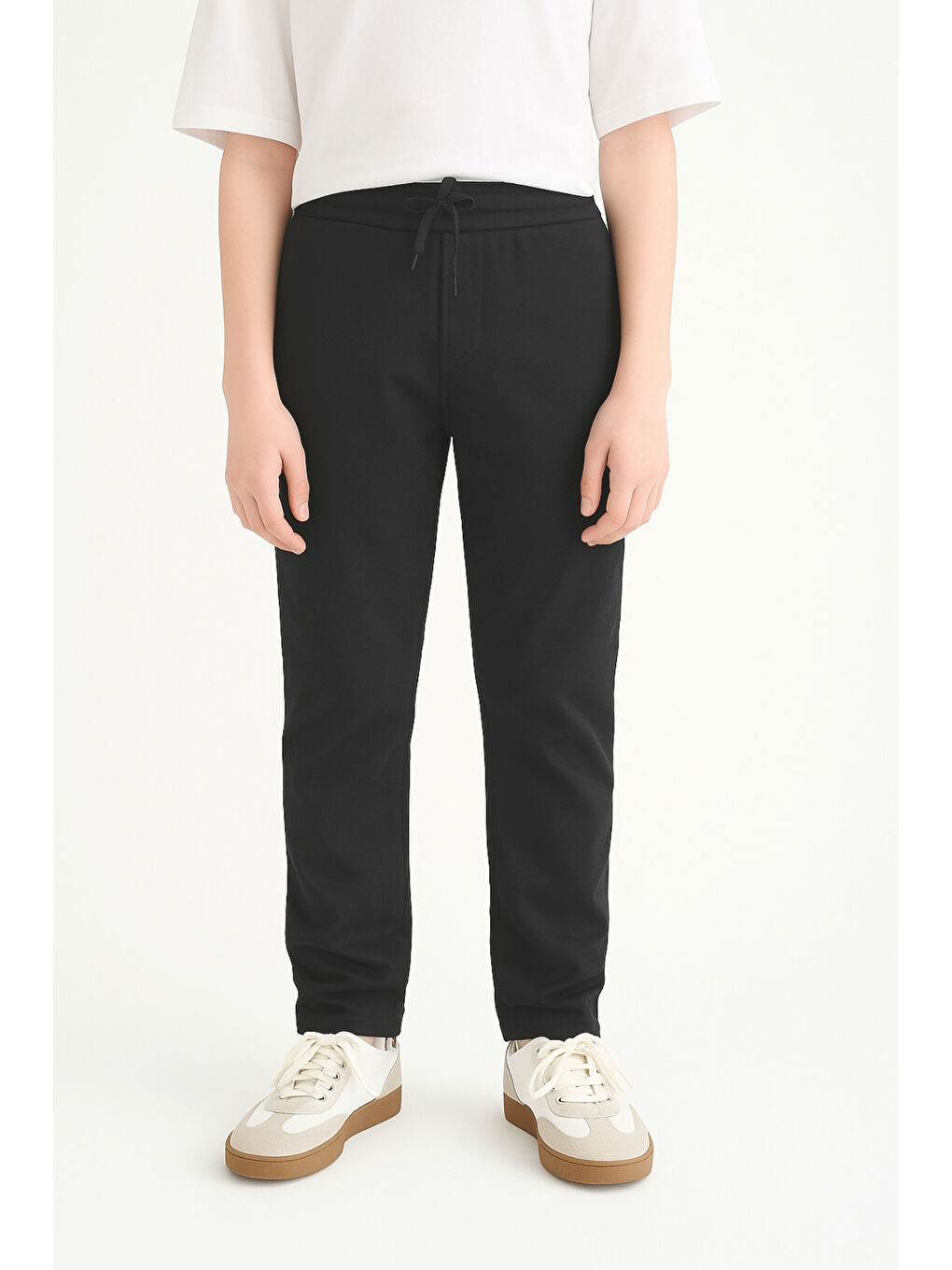 Siyah Erkek Çocuk Beli İpli Lastikli Okul Pantolonu Ak609-3